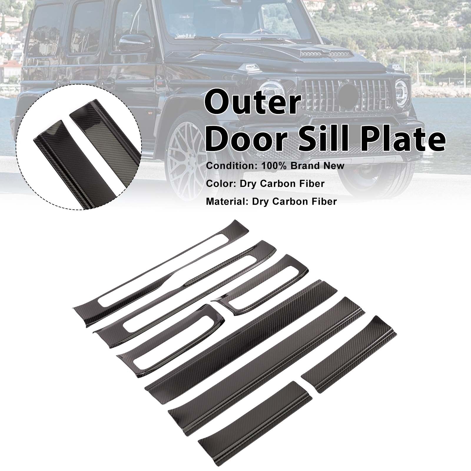 Carbon Fiber Outer Door Sill Plate Cover Trim Pour Benz W464 G500 2019-2023