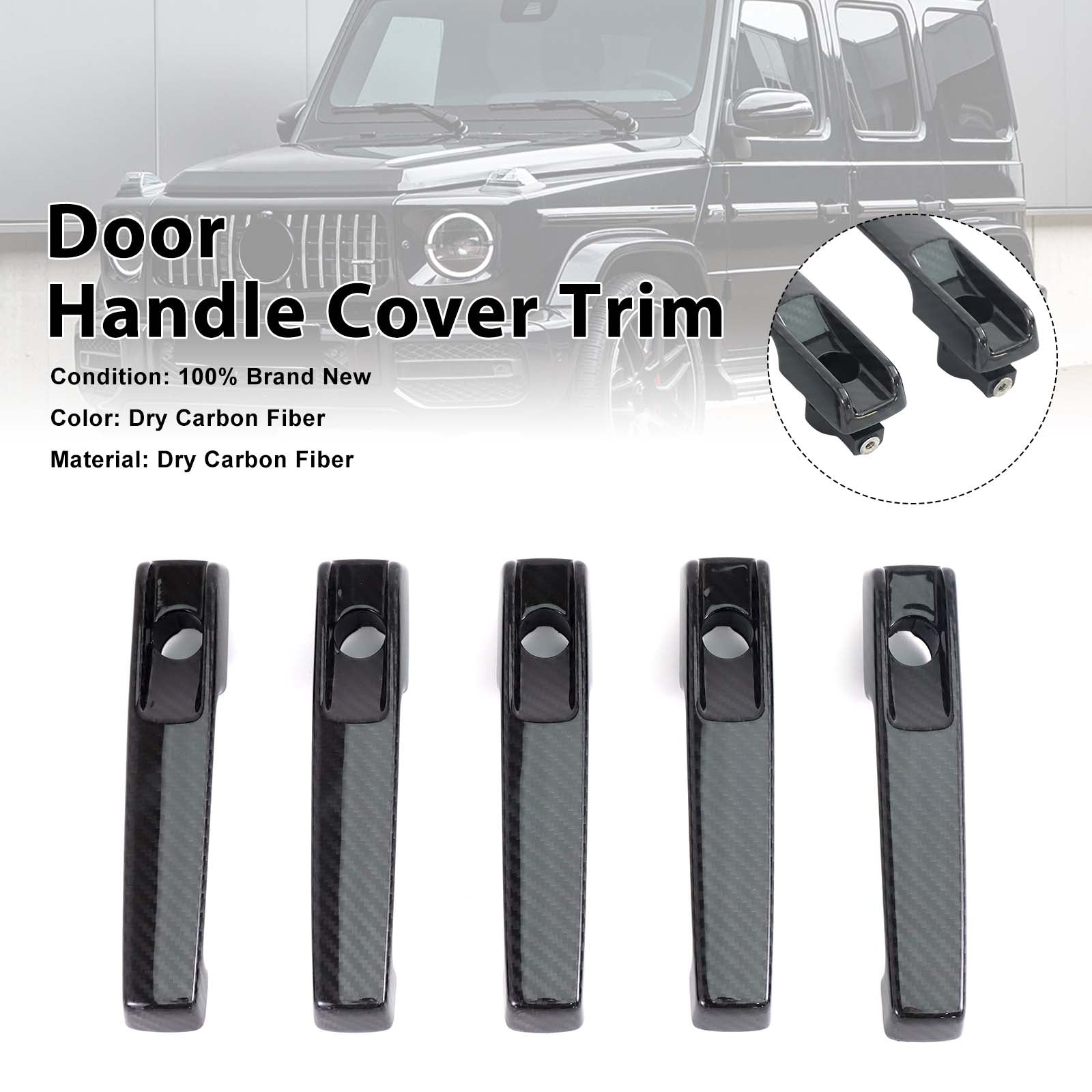 5PCS Carbon Fiber Door Handle Cover Trim Pour Benz G Class W463A W464 2019-2023