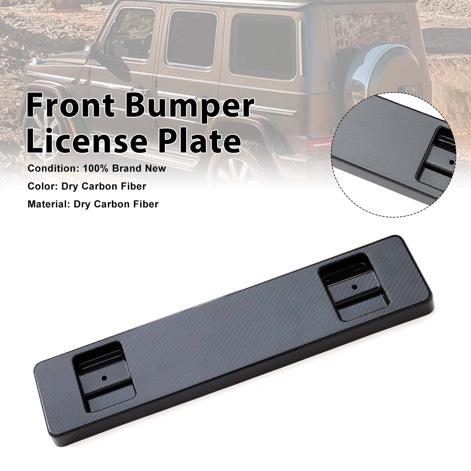 Dry Carbon Front Bumper License Plate Pour Mercedes Benz W464 G-Class 2019-2023