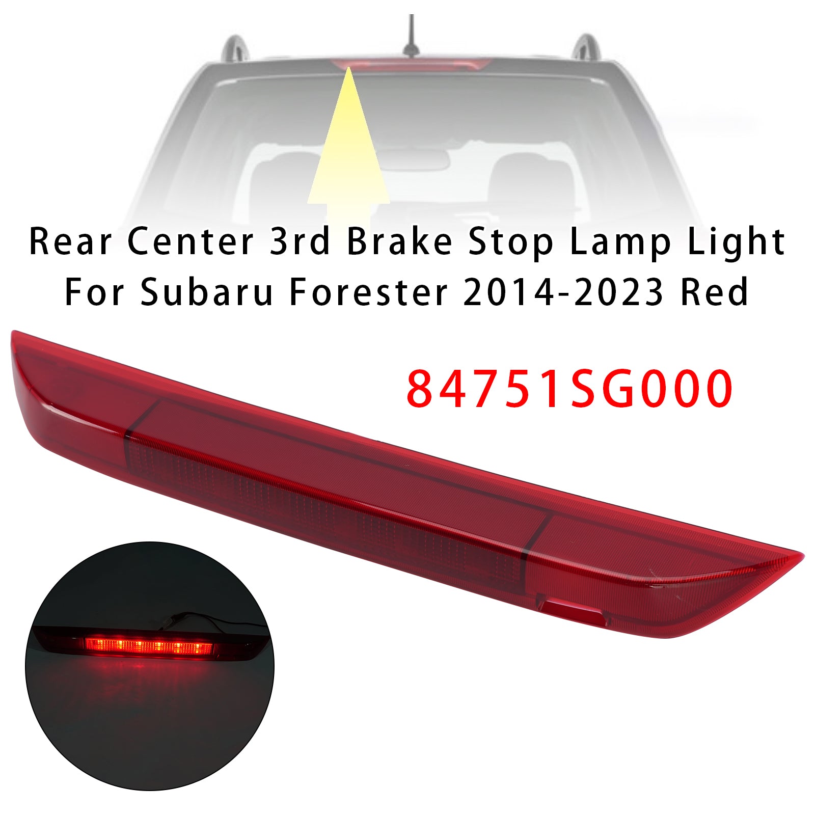 Feu Stop Central Arrière 3e Pour Subaru Forester 2014-2023 Rouge