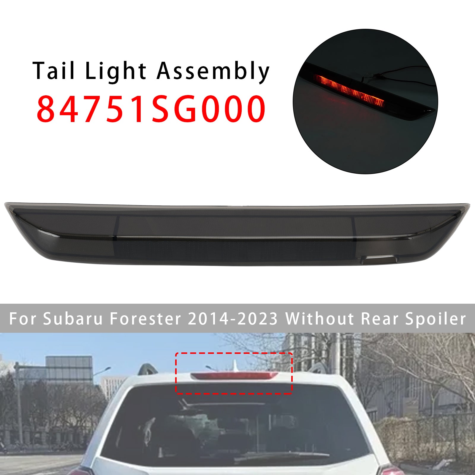 Feu Stop Central Arrière 3e Pour Subaru Forester 2014-2023 Noir