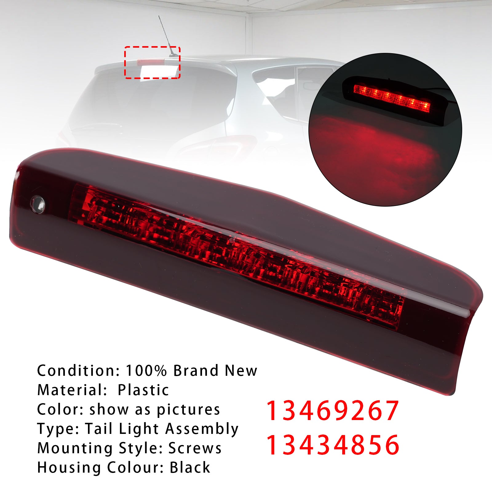 Feu Stop 3e Arrière Pour Opel Meriva Vauxhall Meriva B 2010-2017 Rouge