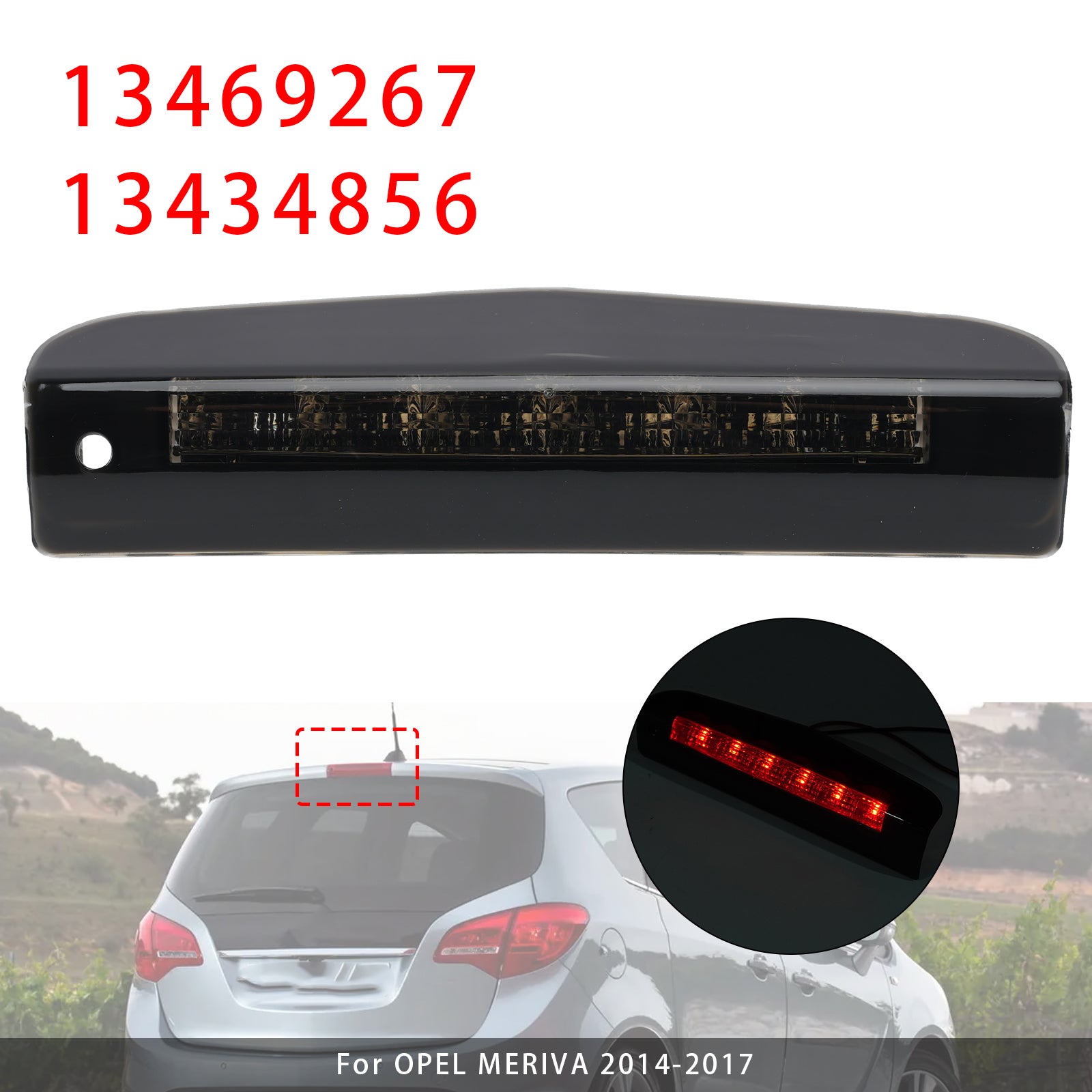 Feu Stop 3e Arrière Pour Opel Meriva Vauxhall Meriva B 2010-2017 Noir
