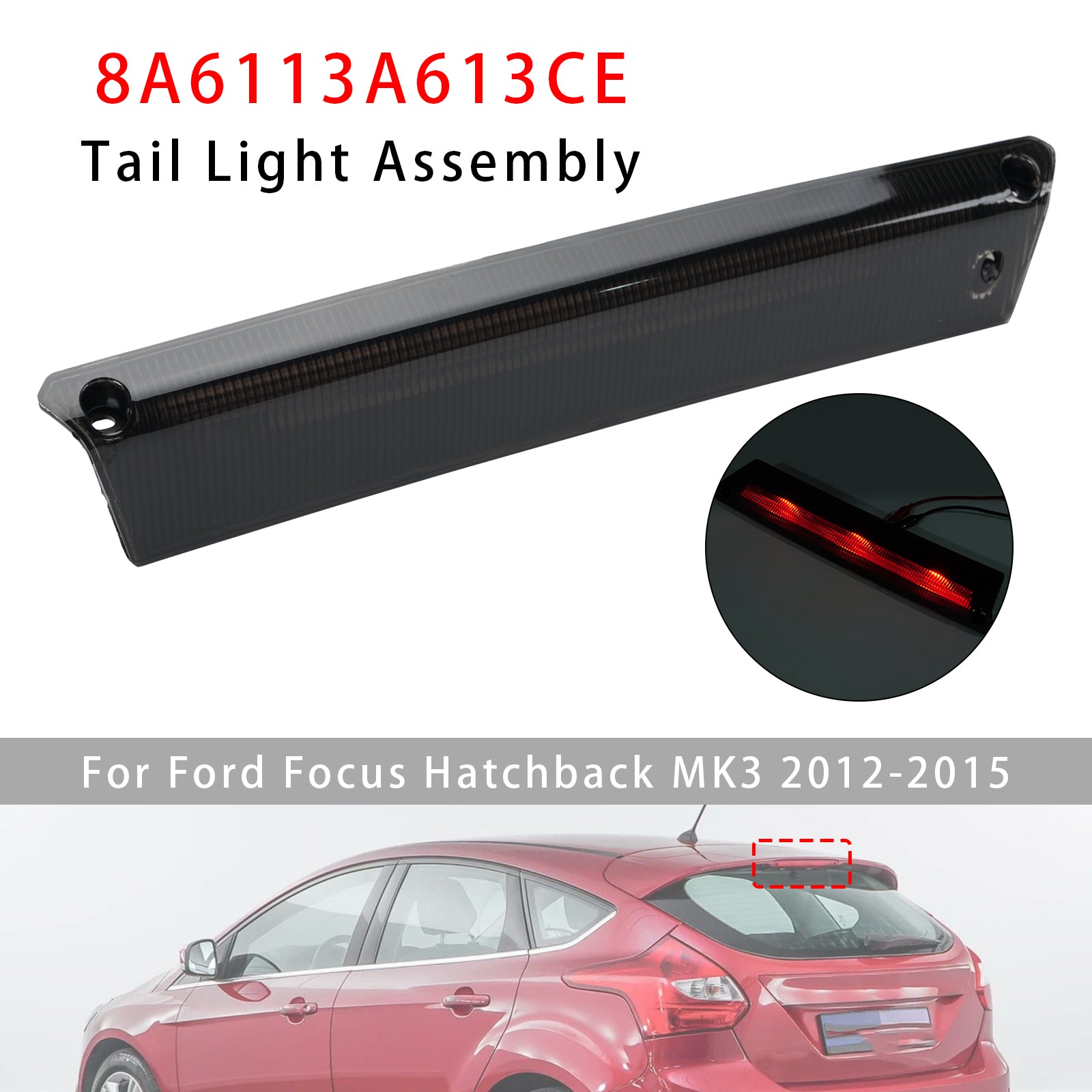 Feu Stop 3e Haut Niveau Arrière Pour Ford Fiesta MK7 Focus MK3 Noir
