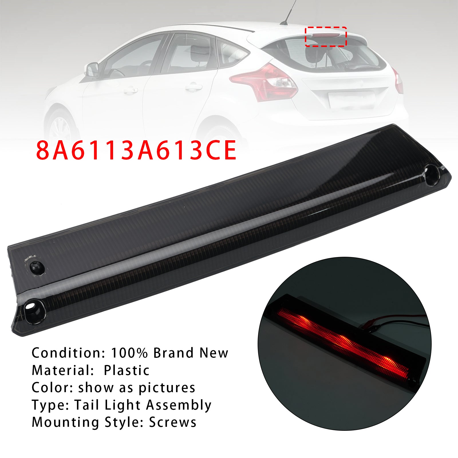 Feu Stop 3e Haut Niveau Arrière Pour Ford Fiesta MK7 Focus MK3 Noir