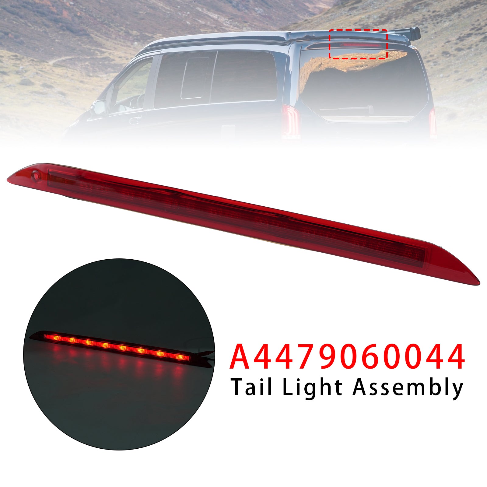 Troisième feu stop arrière rouge pour Mercedes Benz Vito W447 Marco Polo 14-2025