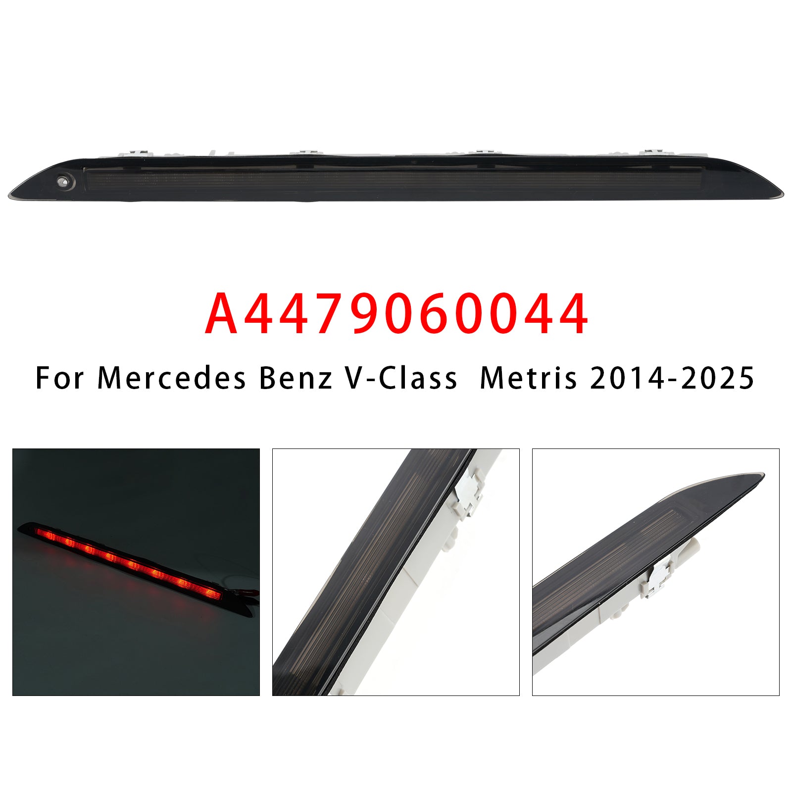 Troisième feu stop arrière noir pour Mercedes Benz Vito W447 Marco Polo 14-2025