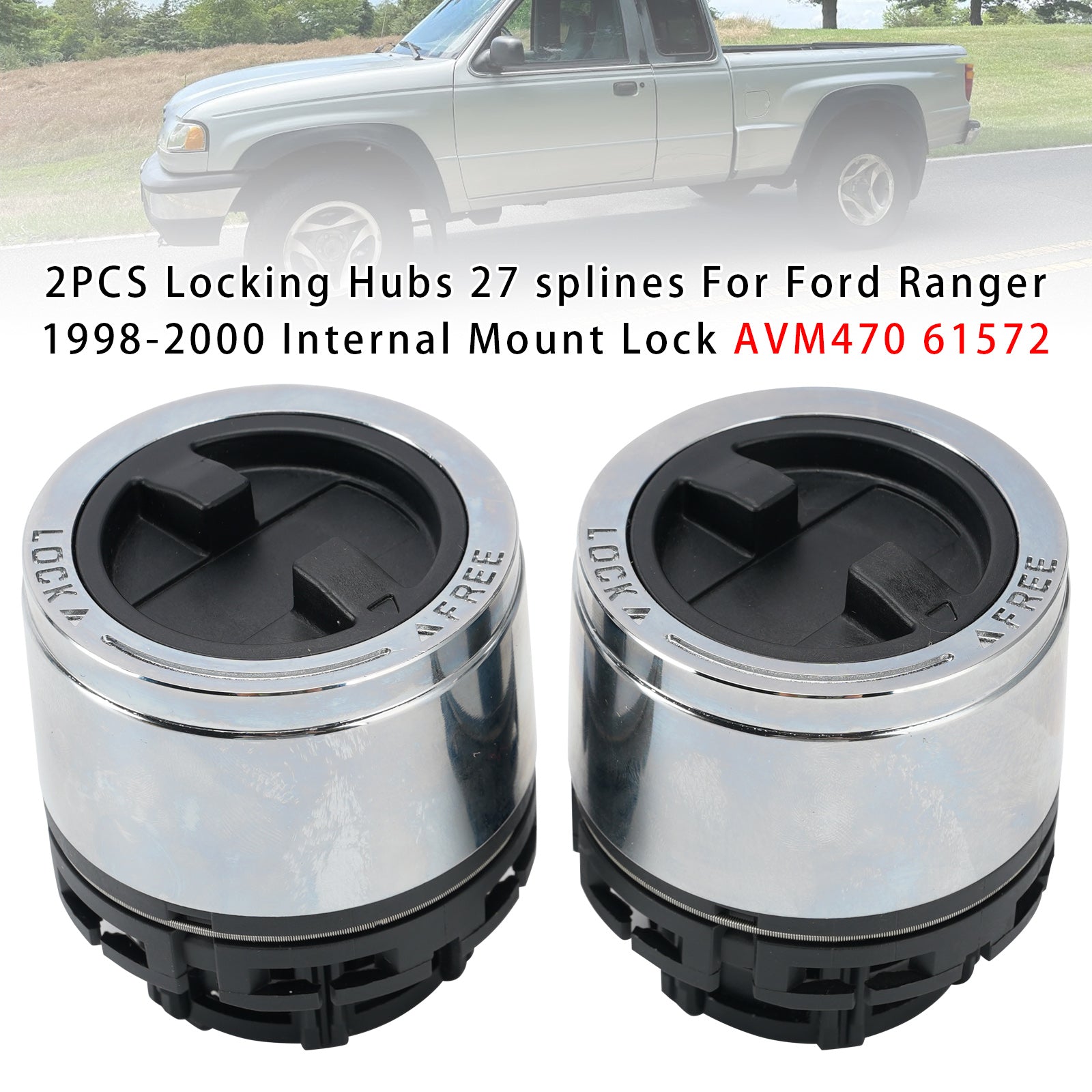 2PCS Moyeux à Verrouillage 27 Canines Pour Ford Ranger 1998-2000 Montage Interne
