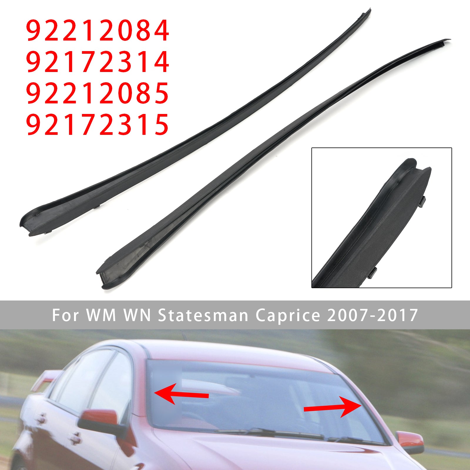 2PCS Moulure en Caoutchouc de Pare-Brise Avant Pour Pontiac G8 GT GXP 2008-2009