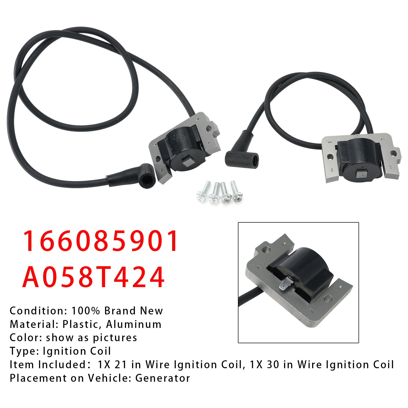 21" 166-0859-02 30" 166-0859-01 Kit de Bobines d'Allumage Pour Générateur