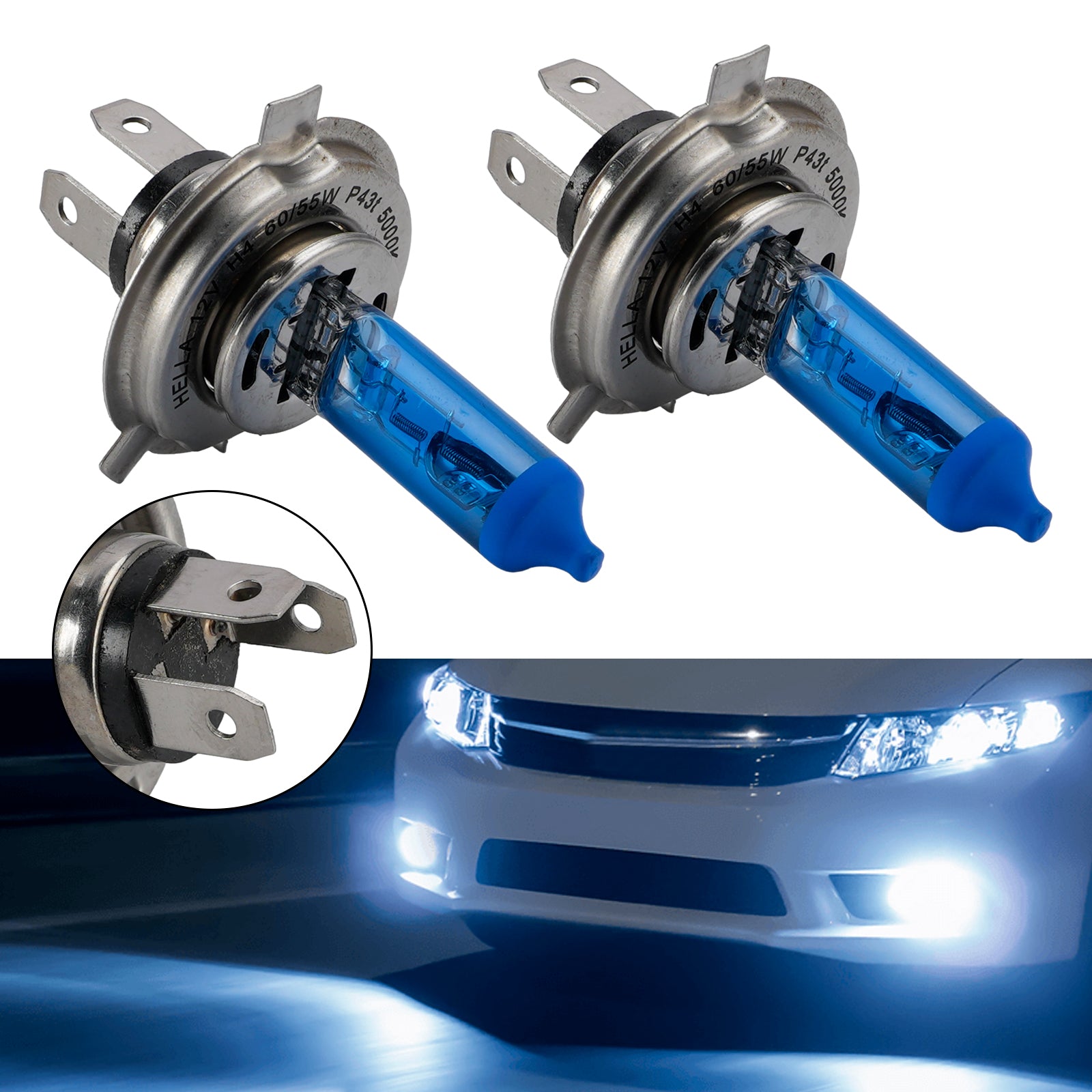Ampoule Phare Halogène Améliorée Auto H4 12V 60/55W Pour HELLA 002 525-582