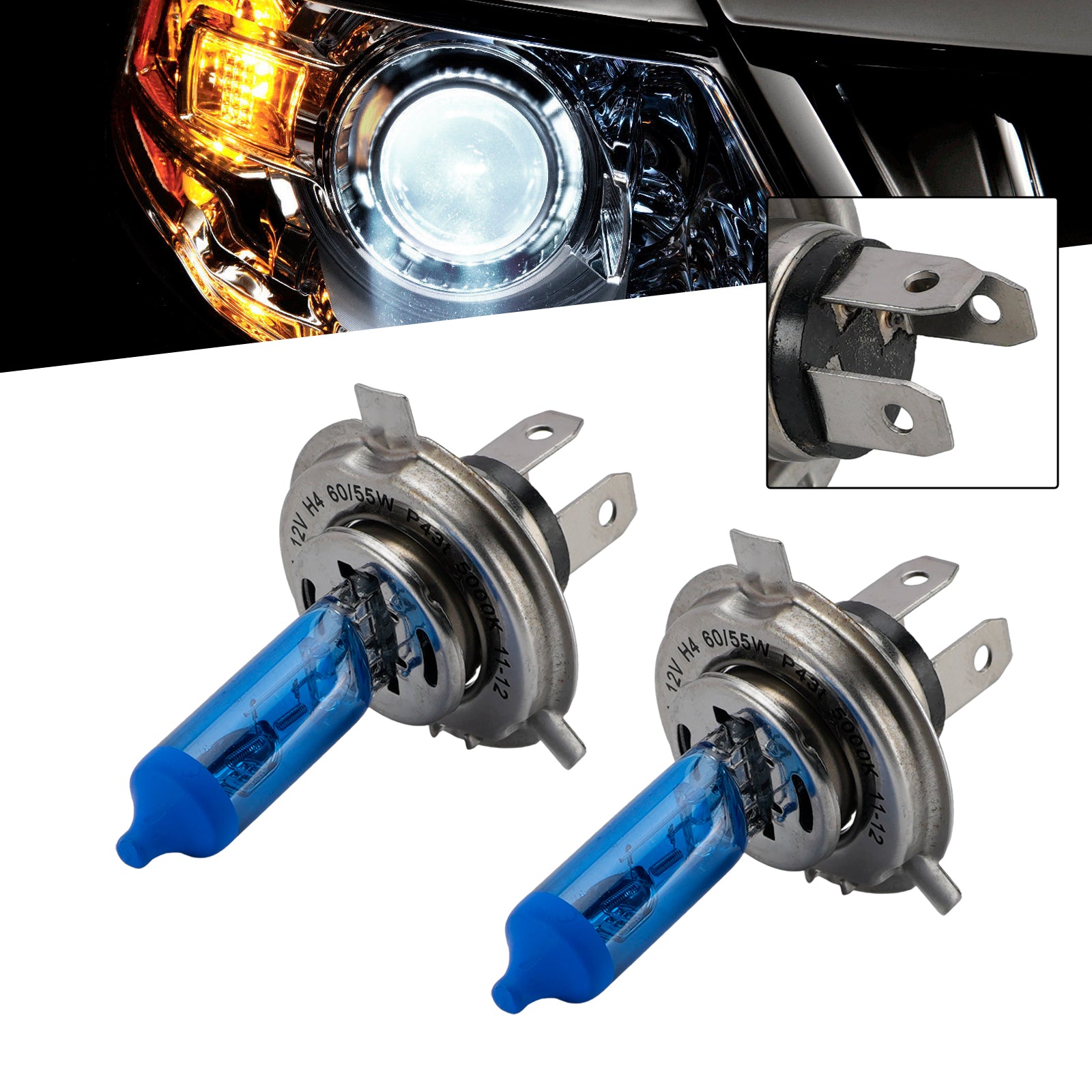 Ampoule Phare Halogène Améliorée Auto H4 12V 60/55W Pour HELLA 002 525-582