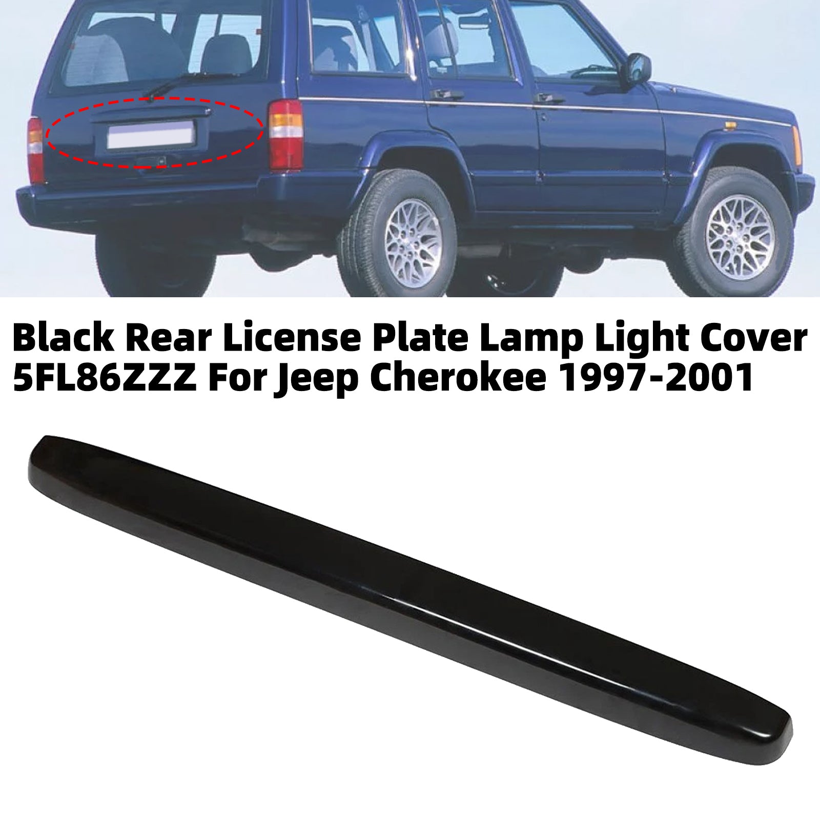 Cache Lumière Plaque d'Immatriculation Arrière Noir 5FL86ZZZ Pour Jeep Cherokee