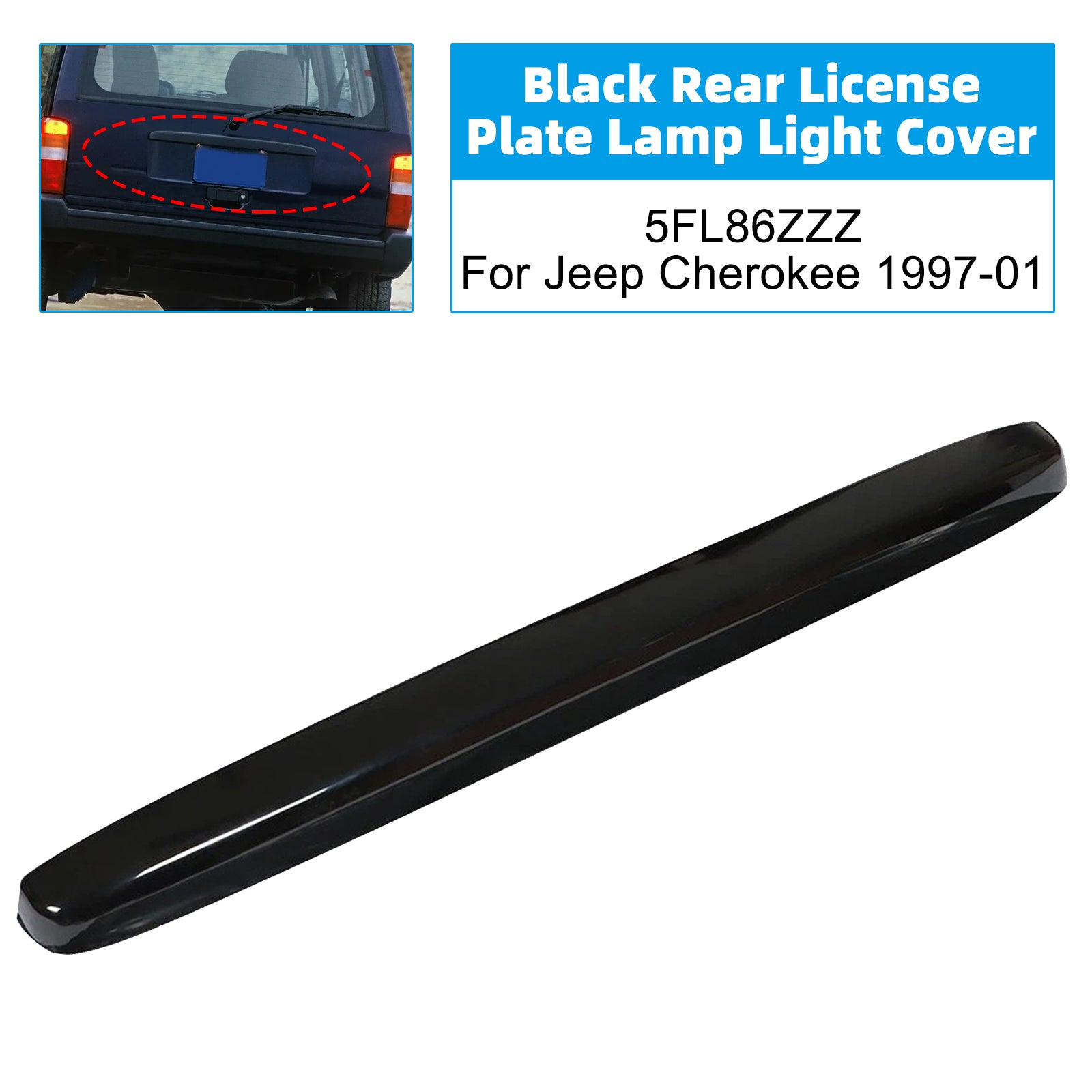 Cache Lumière Plaque d'Immatriculation Arrière Noir 5FL86ZZZ Pour Jeep Cherokee