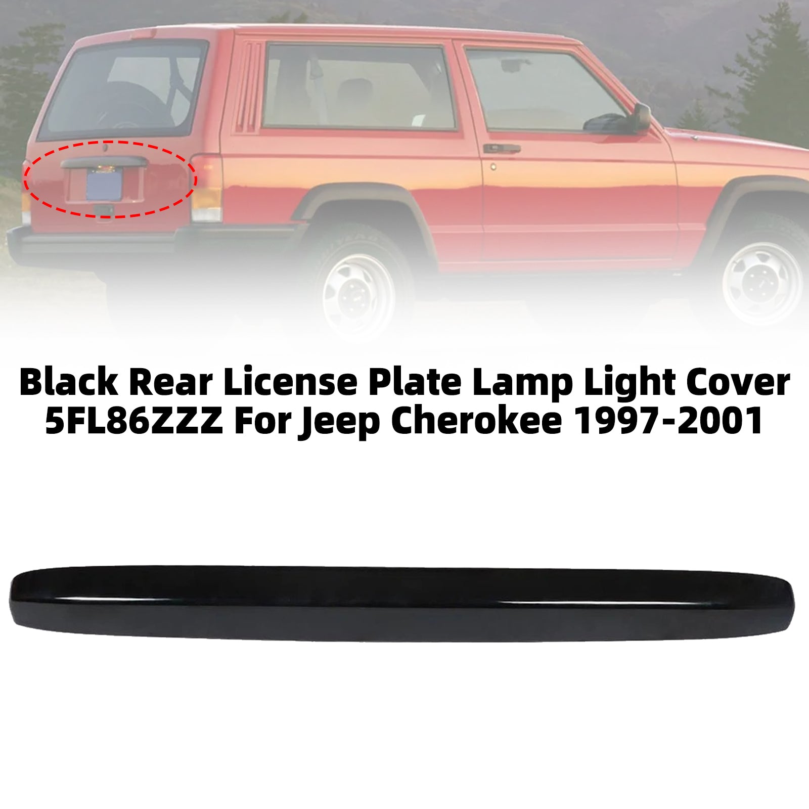 Cache Lumière Plaque d'Immatriculation Arrière Noir 5FL86ZZZ Pour Jeep Cherokee