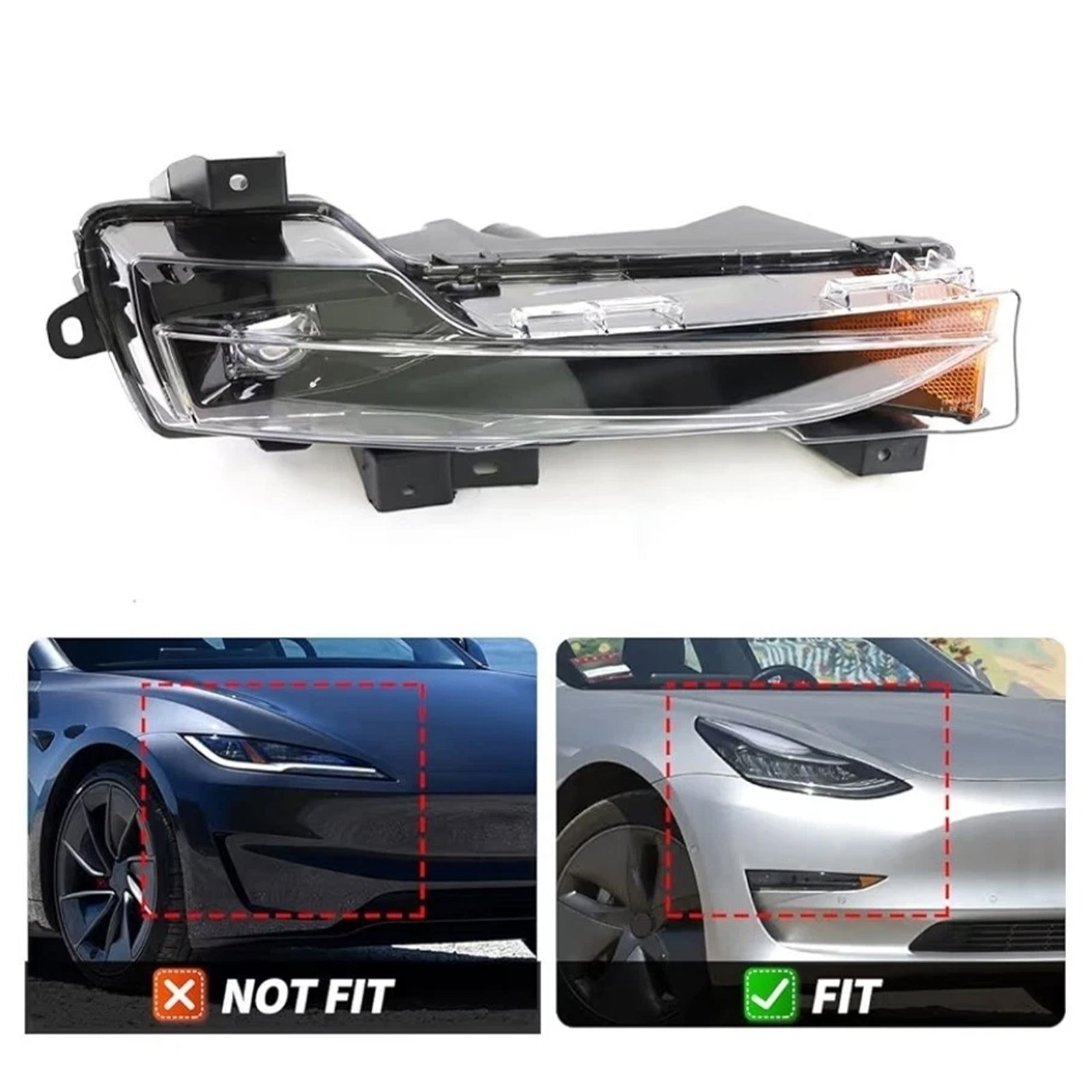 Paire Phares Anti‑Brouillard LED DRL Pour Tesla Model 3 2017‑2023