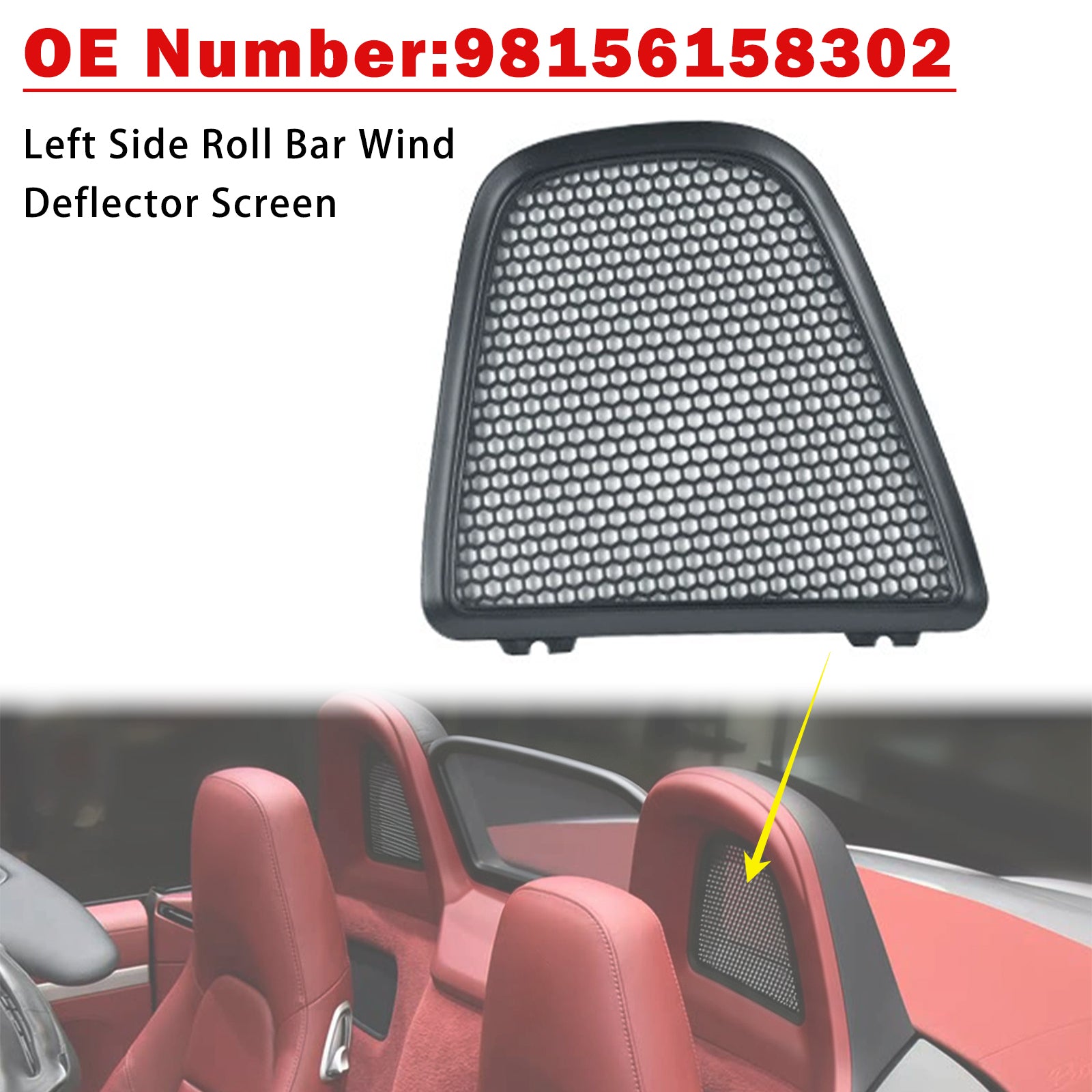 Déflecteur vent arceau gauche 98156158302 Pour Porsche 982 2017‑2023