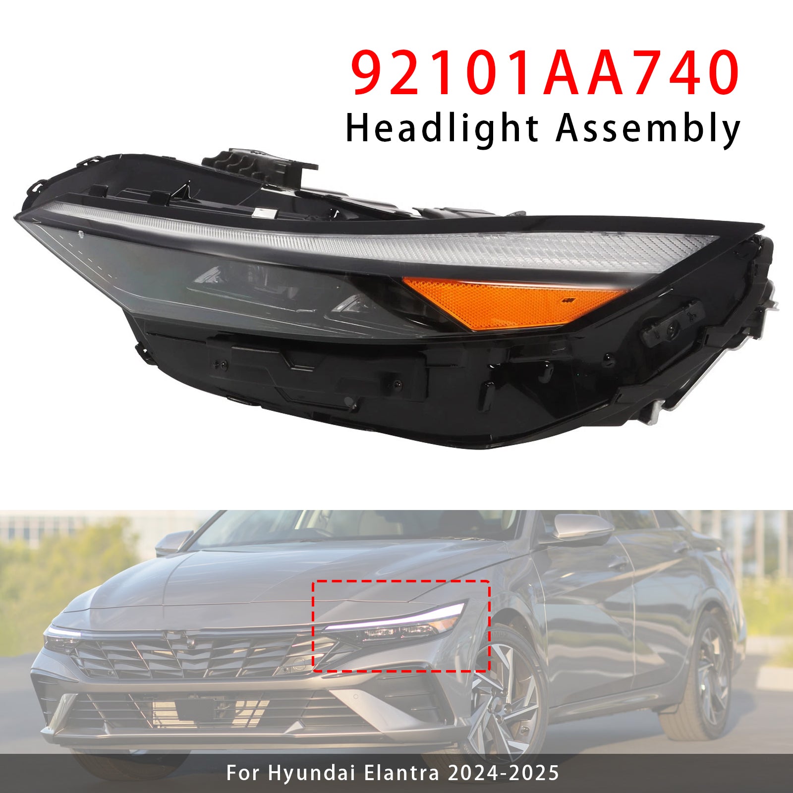 Bloc Phare LED Gauche 92101AA740 Pour Hyundai Elantra 2024-2025