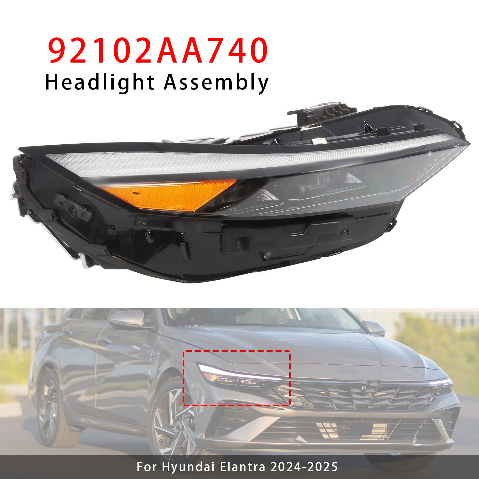 Bloc Phare LED Droit 92102AA740 Pour Hyundai Elantra 2024-2025
