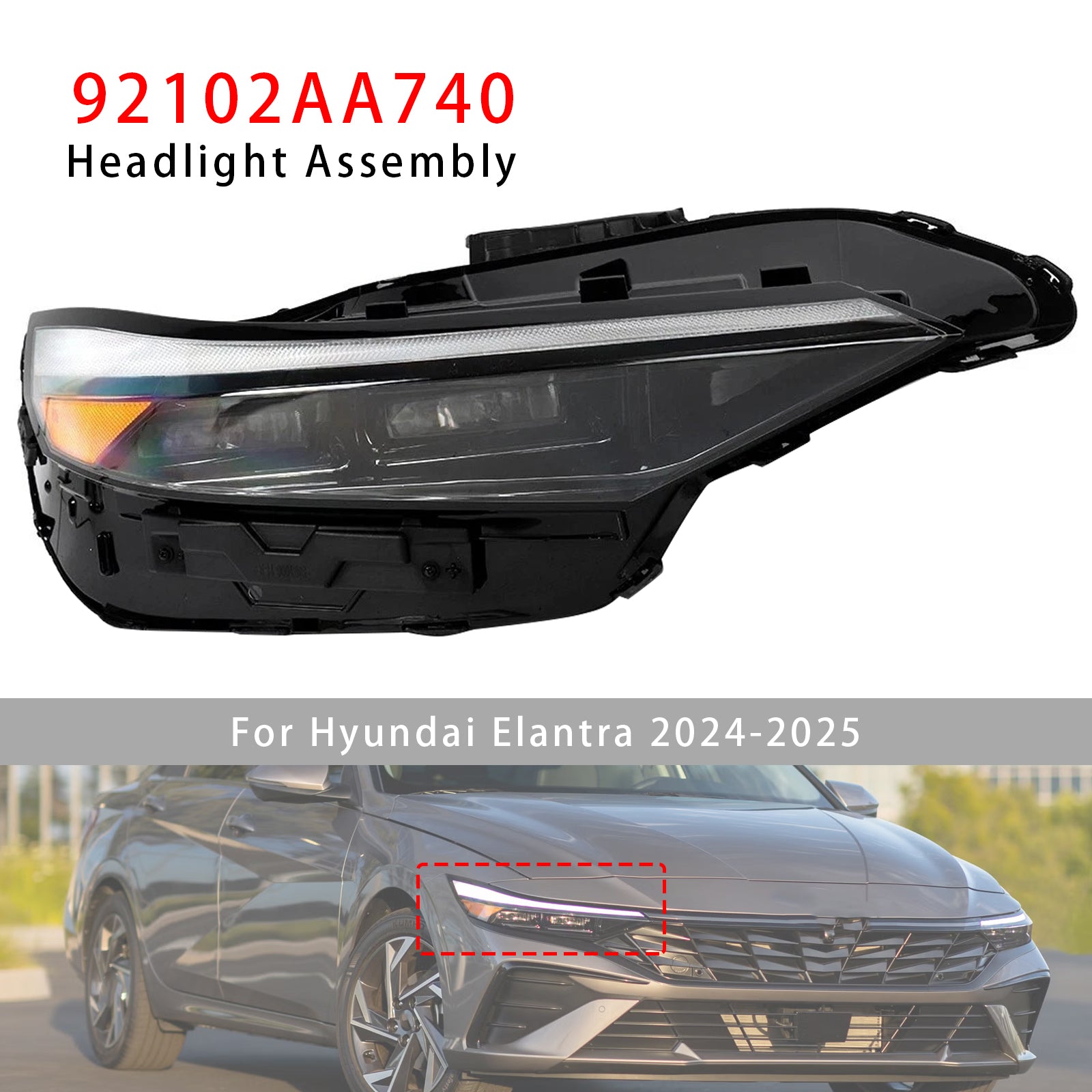 Bloc Phare LED Droit 92102AA740 Pour Hyundai Elantra 2024-2025