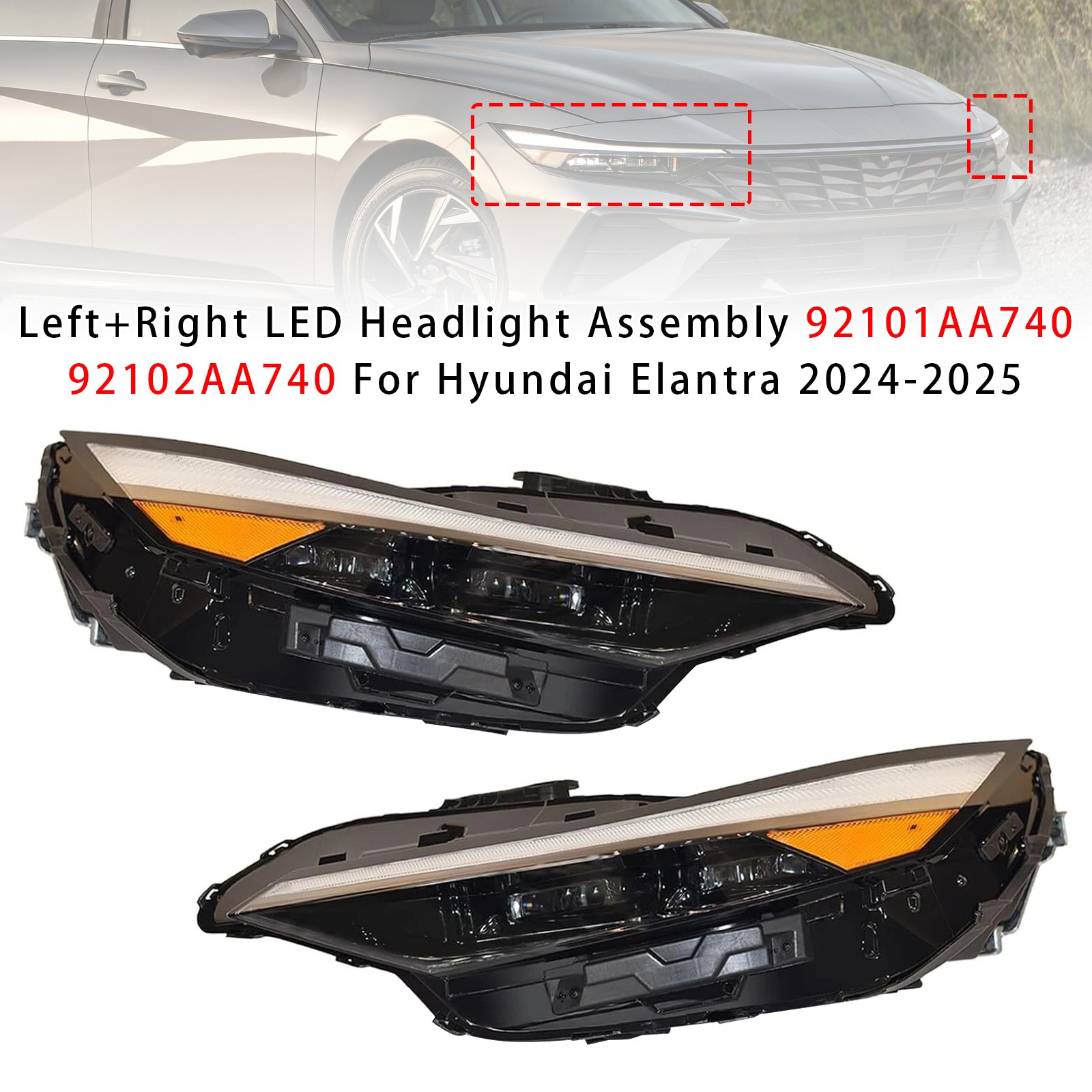 Bloc Phare LED Gauche+Droit 92101AA740 Pour Hyundai Elantra 2024-2025