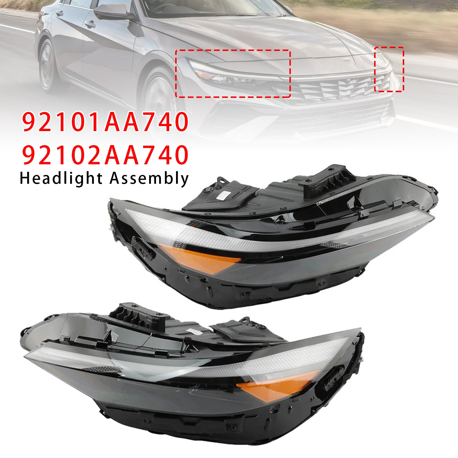 Bloc Phare LED Gauche+Droit 92101AA740 Pour Hyundai Elantra 2024-2025