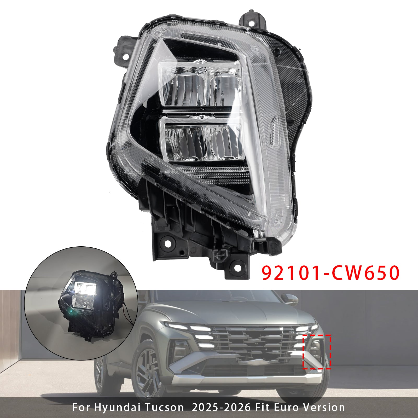Bloc Phare Latéral Avant Gauche Pour Hyundai Tucson 2025-2026 Euro Version
