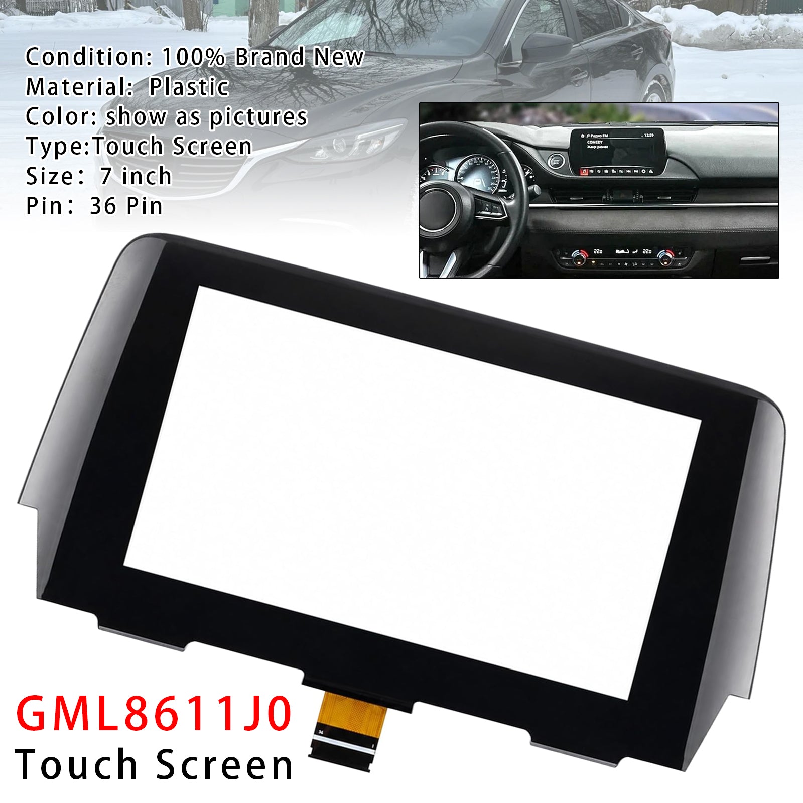 Digitiseur d'Écran Tactile de 7" GML8611J0 Pour MAZDA 6 Radio 2015-2016 36 Pin