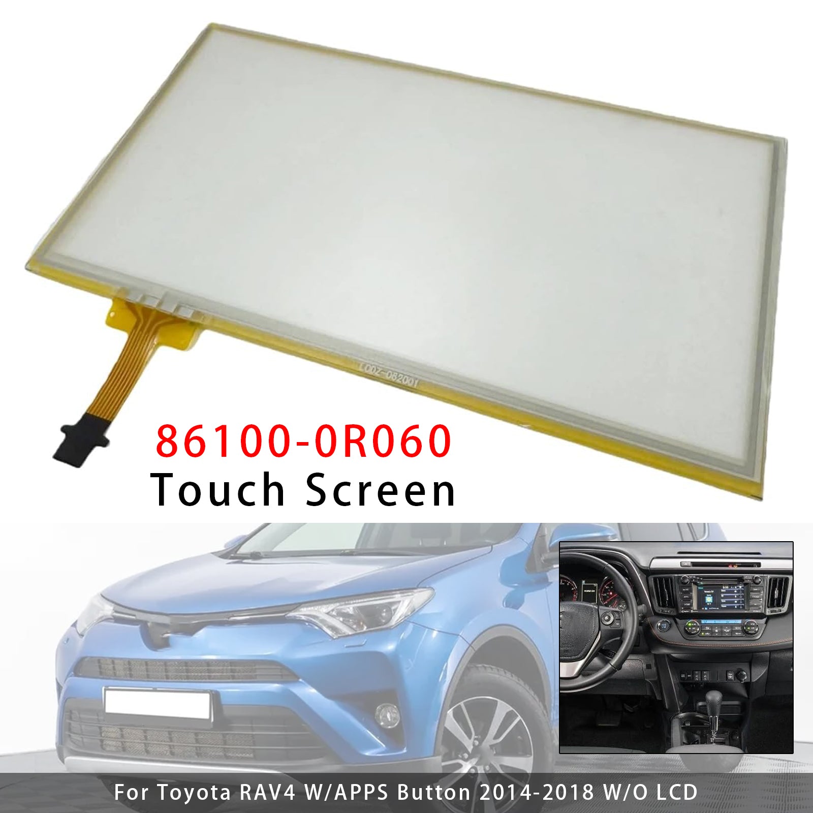 Verre Digitiseur d'Écran Tactile 6.1 inch 12 Pins Pour RAV4 Bouton APPS 14-18