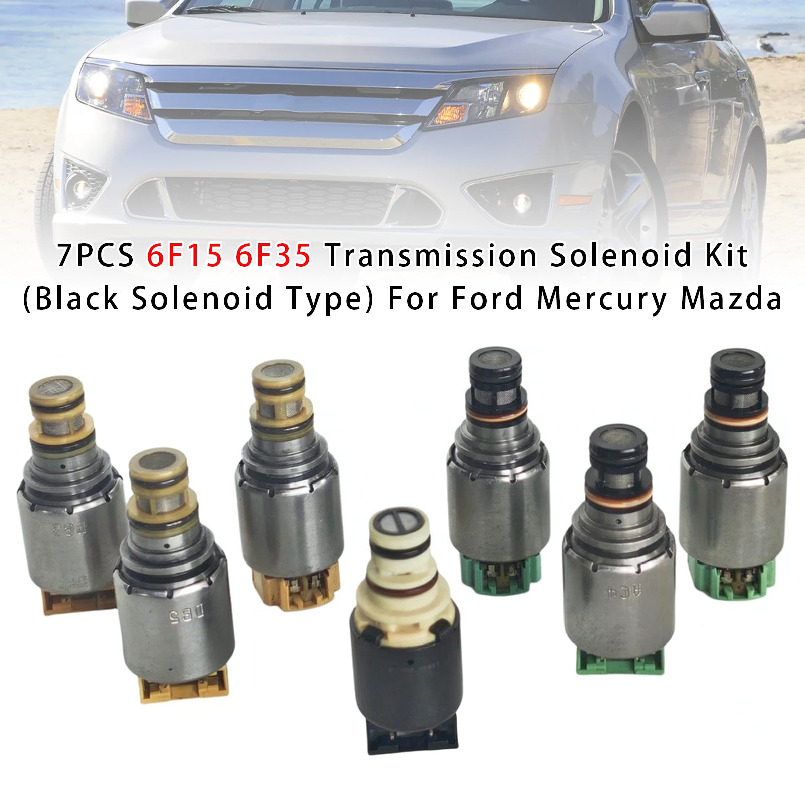 7PCS Kit d'Électrovannes de Boîte 6F15 6F35 (Type Électrovanne Noire) Pour Ford