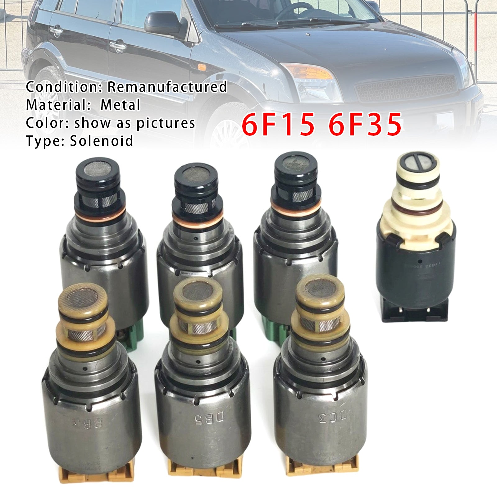 7PCS Kit d'Électrovannes de Boîte 6F15 6F35 (Type Électrovanne Noire) Pour Ford