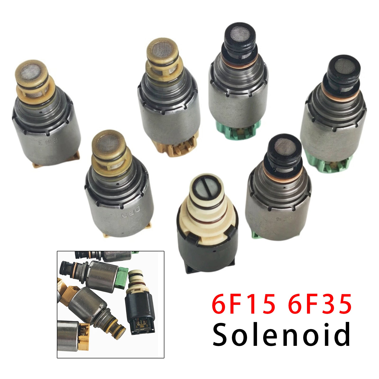 7PCS Kit d'Électrovannes de Boîte 6F15 6F35 (Type Électrovanne Noire) Pour Ford