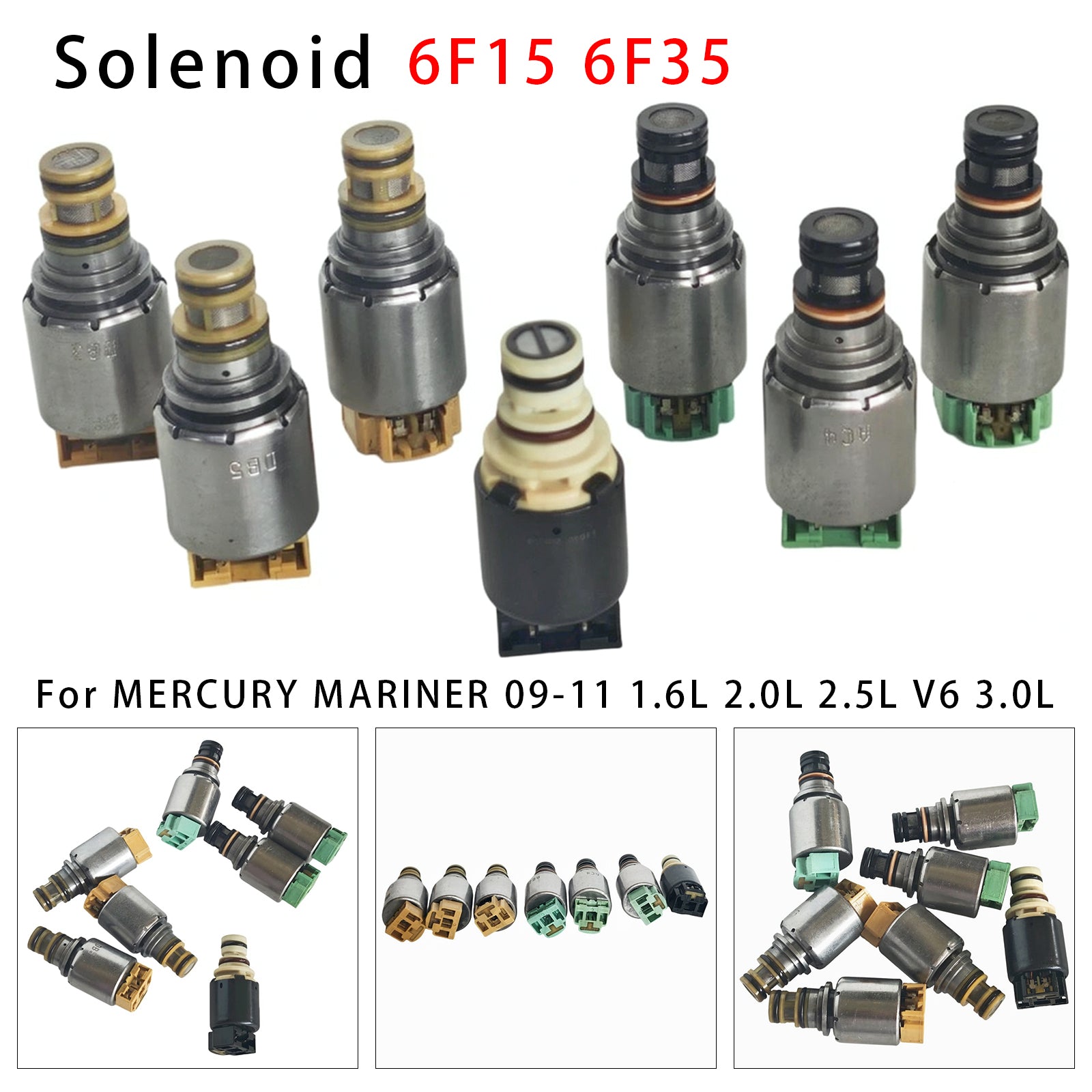 7PCS Kit d'Électrovannes de Boîte 6F15 6F35 (Type Électrovanne Noire) Pour Ford