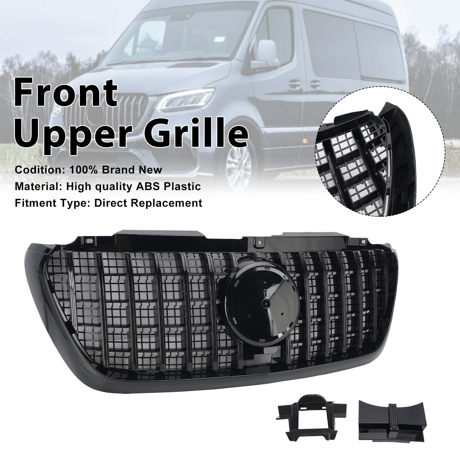 GT-Style Front Bumper Grill Grille Pour Mercedes Sprinter W907 W910 2018-2023