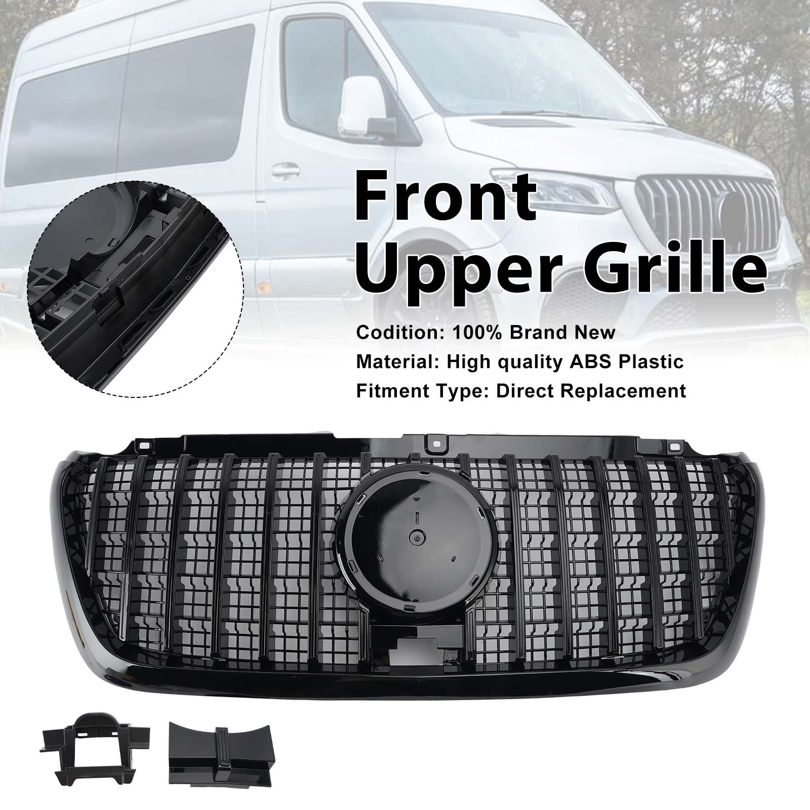 GT-Style Front Bumper Grill Grille Pour Mercedes Sprinter W907 W910 2018-2023