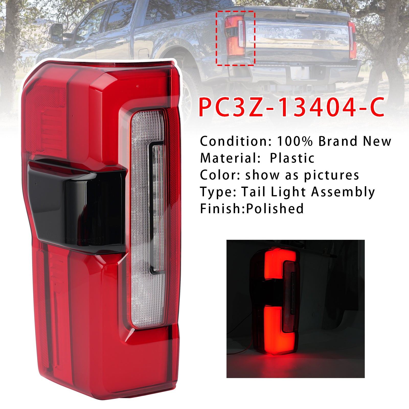 Gauche Feu Arrière LED Avec Angle Mort PC3Z-13405-C Pour Ford F-250 2023-2026