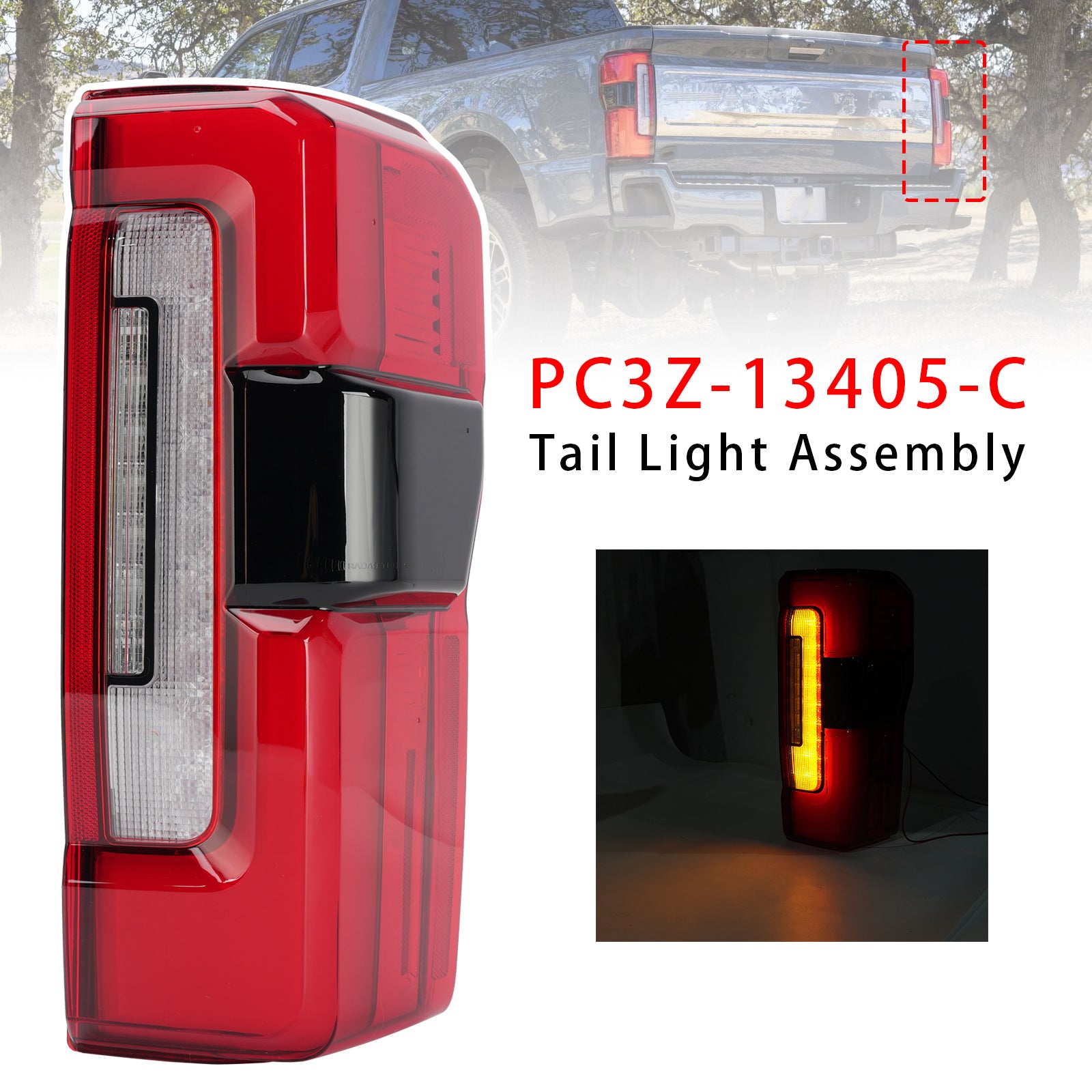 Droit Feu Arrière LED Avec Angle Mort PC3Z-13404-C Pour Ford F-250 2023-2026