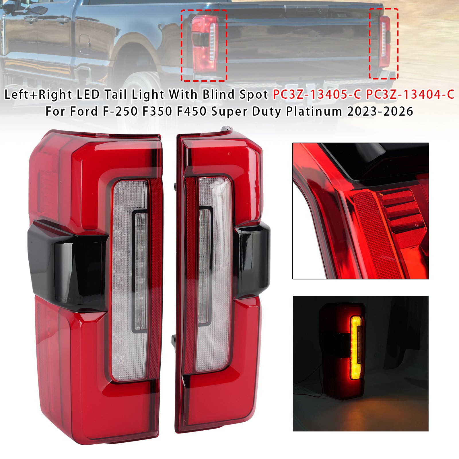 Gauche+Droit Feu AR LED PC3Z-13405-C PC3Z-13404-C Pour Ford F-250 2023-2026