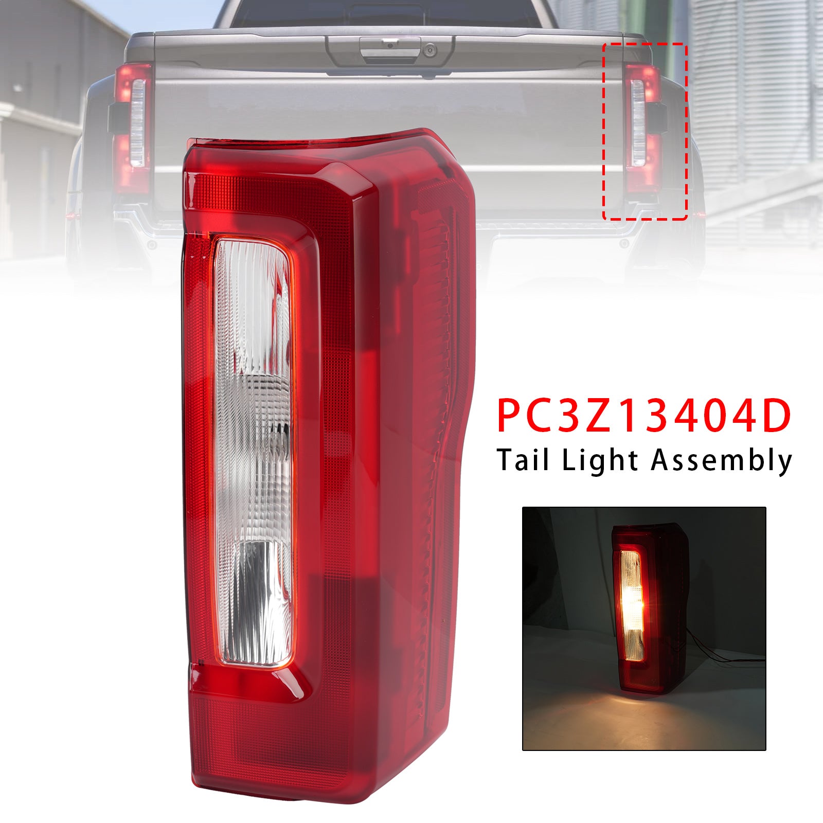 Halogène Droit Feu Arrière PC3Z13404D Pour Ford Super Duty XL 2023-2025