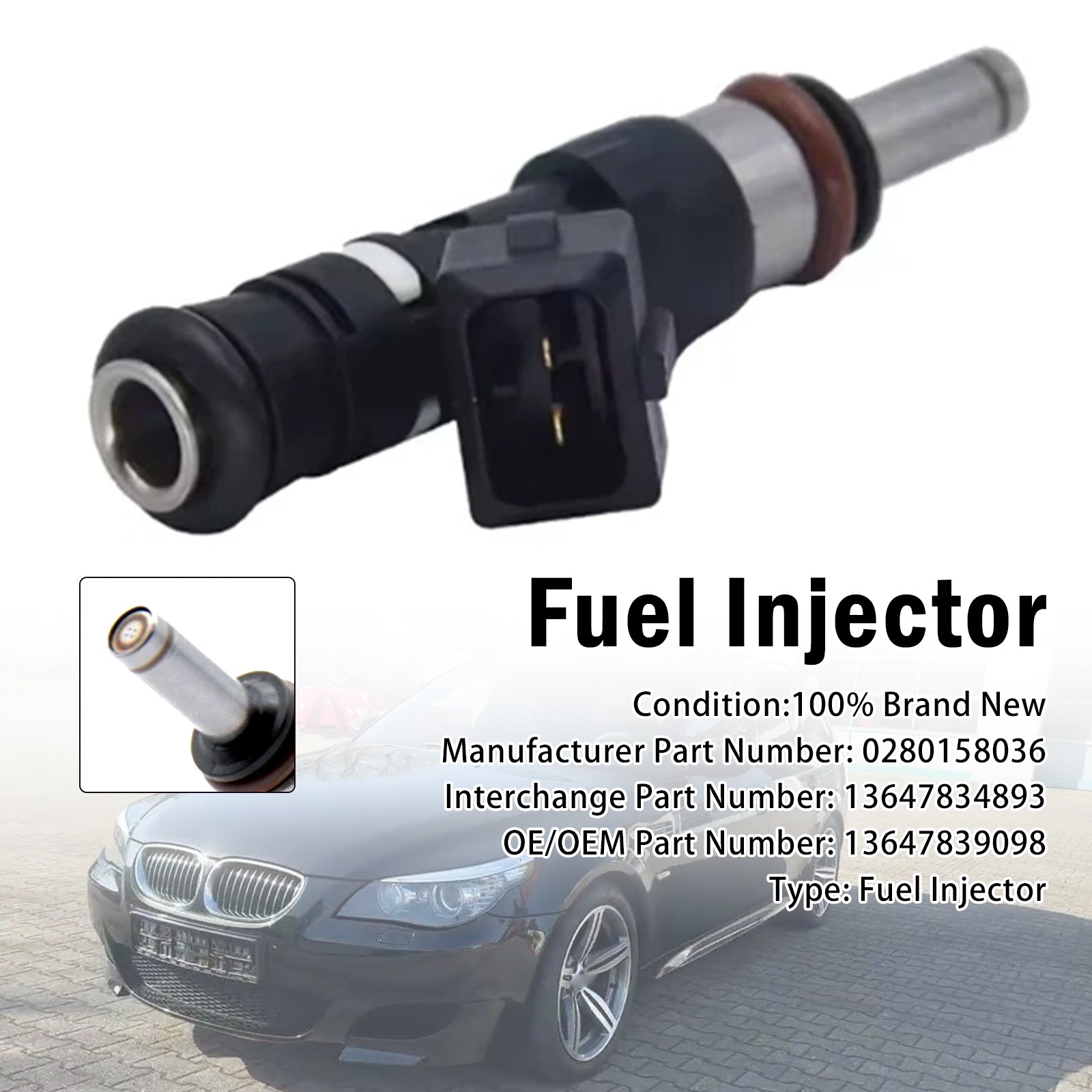 1X Injecteur Carburant Pour BMW M5 E60 E61 M6 E63 E64 5.0L 2004-2010 0280158036
