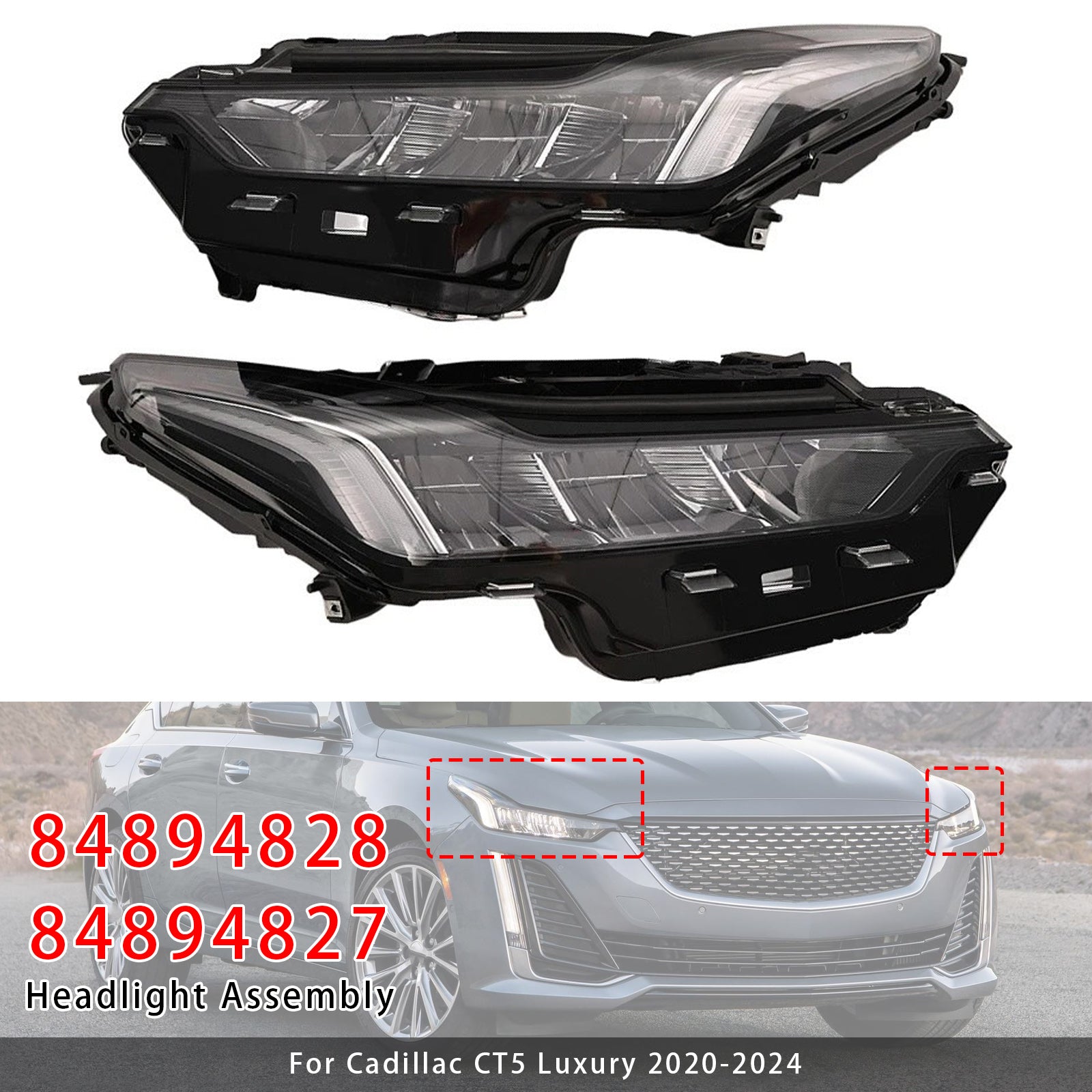 Phare LED Gauche+Droit 84894828 84894827 Pour Cadillac CT5 2020-2024