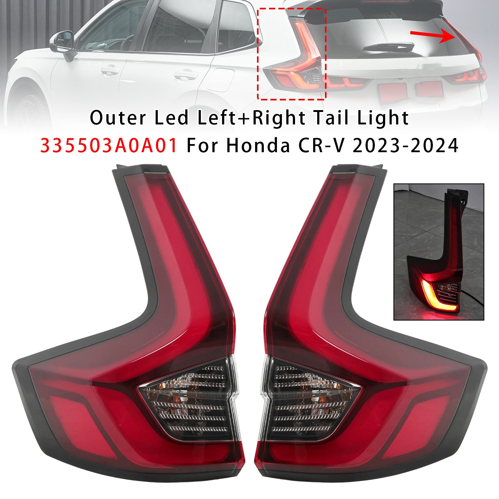 Feu Arrière LED Externe Gauche+Droit 335503A0A01 Pour Honda CR-V 2023-2024