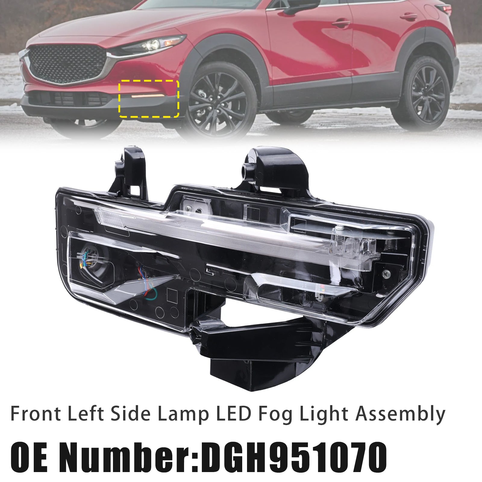 Ensemble feu antibrouillard LED avant gauche DGH951070 Pour Mazda CX30 20-23