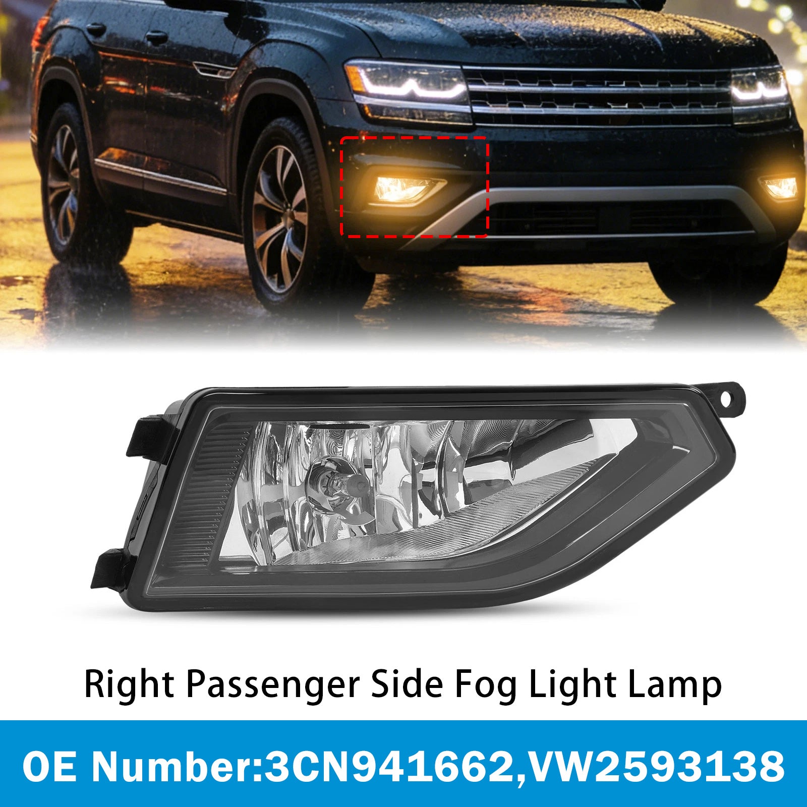 Feu antibrouillard type réflecteur côté droit Pour Volkswagen Atlas 2018-2020