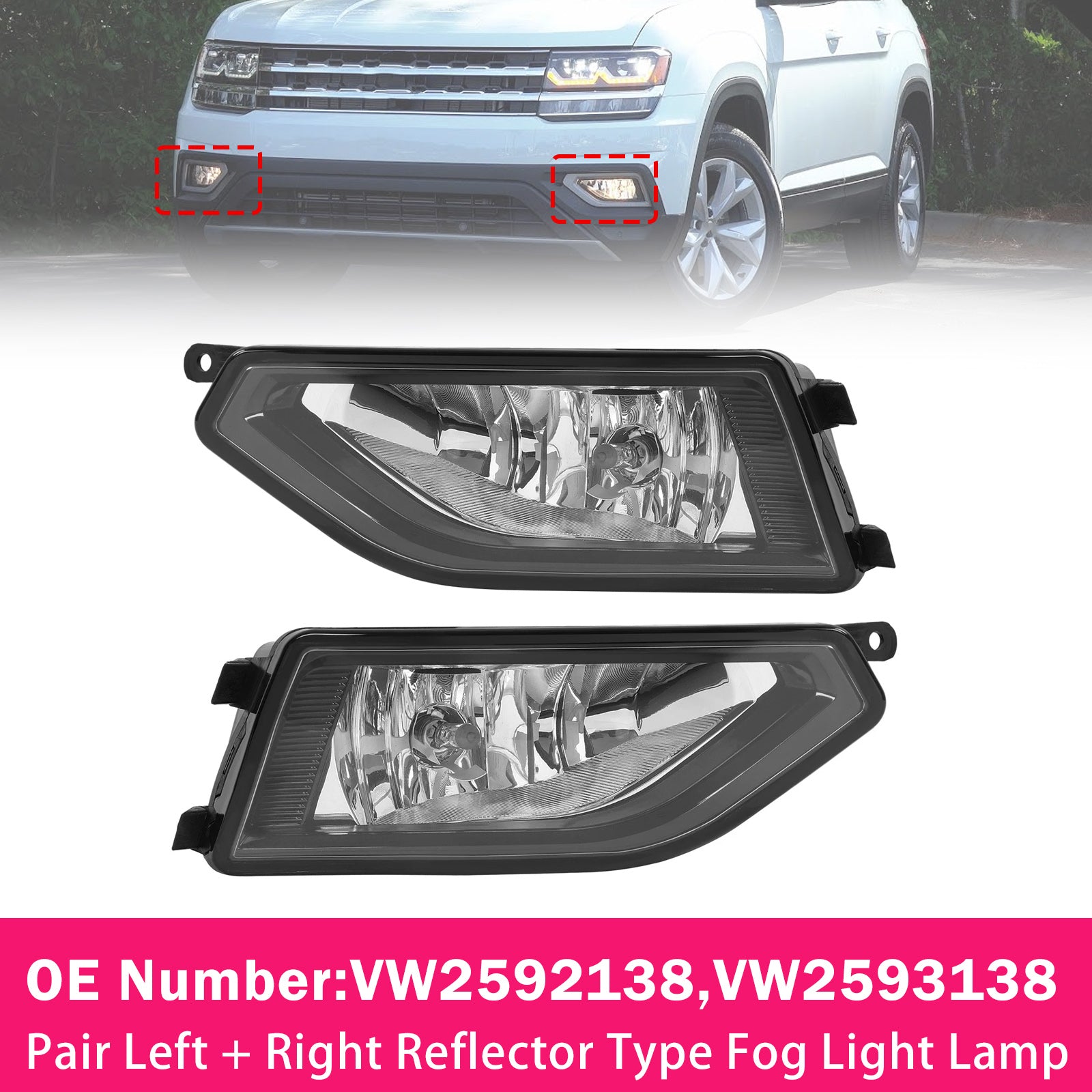 Jeu Feux antibrouillard type réflecteur gauche + droit Pour VW Atlas 2018-2020