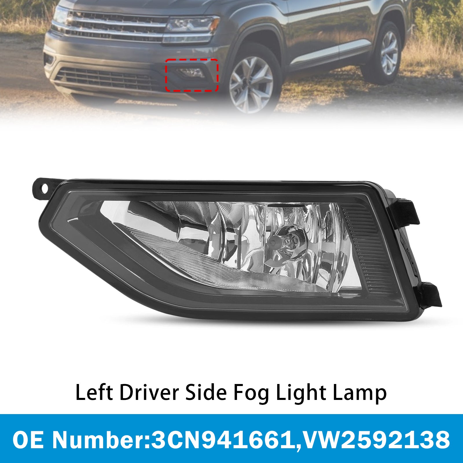 Feu antibrouillard type réflecteur côté gauche Pour Volkswagen Atlas 2018-2020