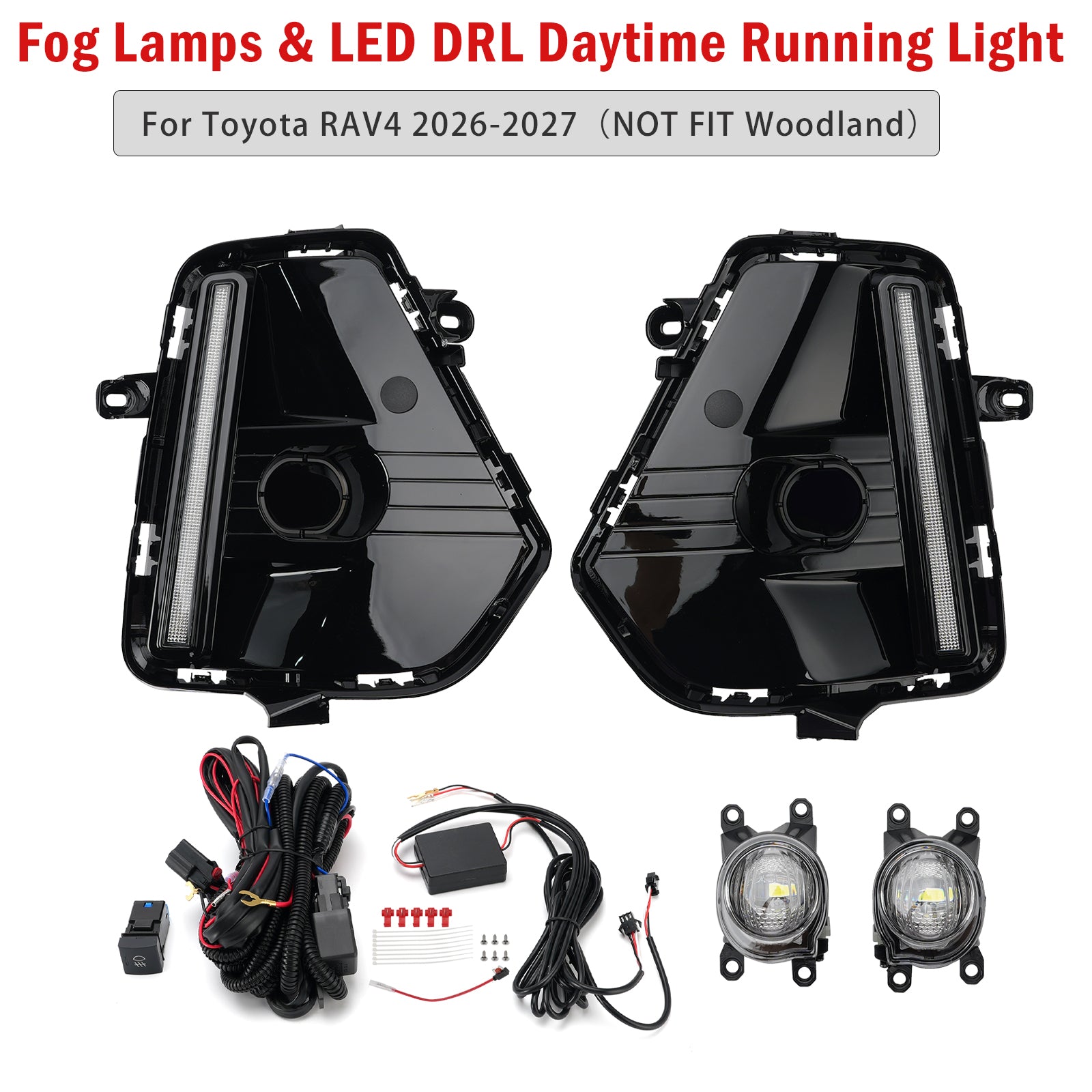 Jeu De Phares Antibrouillard & Feu De Jour LED DRL Pour Toyota RAV4 2026-2027