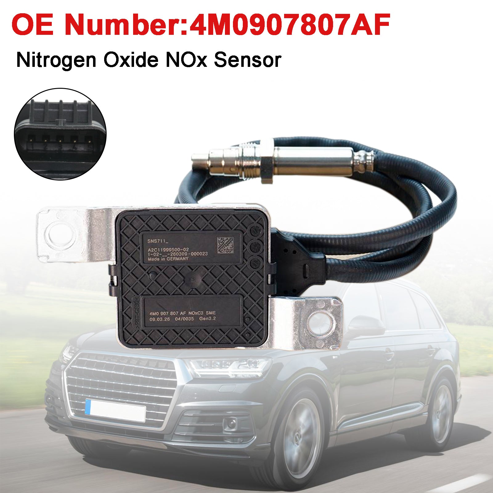 Capteur D'Oxydes D'Azote Nox 4M0907807AF Pour VW Audi Q7 3.0 Tdi Quattro 2015-2019