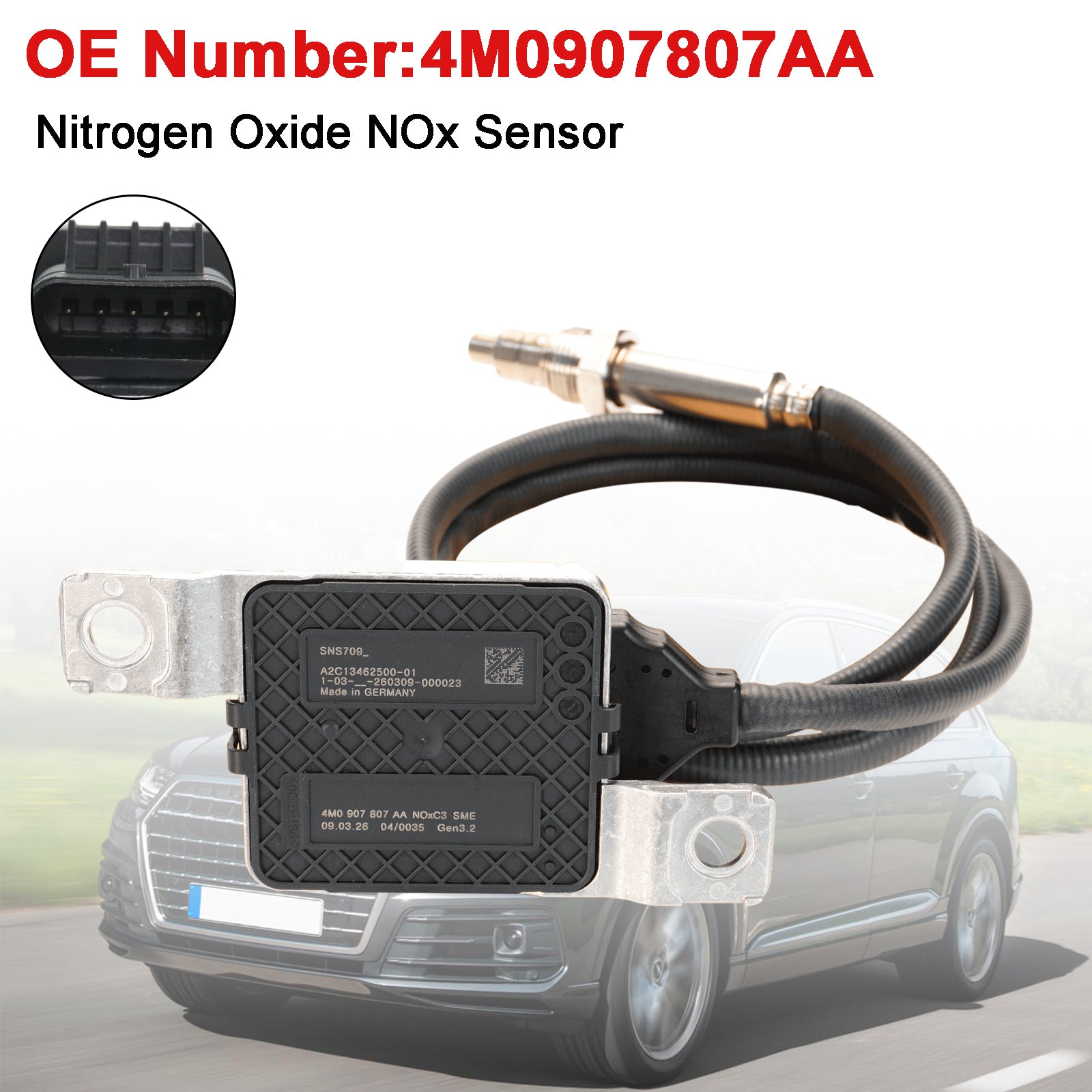 Capteur d'oxydes d'azote NOx 4M0907807AA Pour Audi Q7 VW Touareg 3.0 TDI 2015-2021