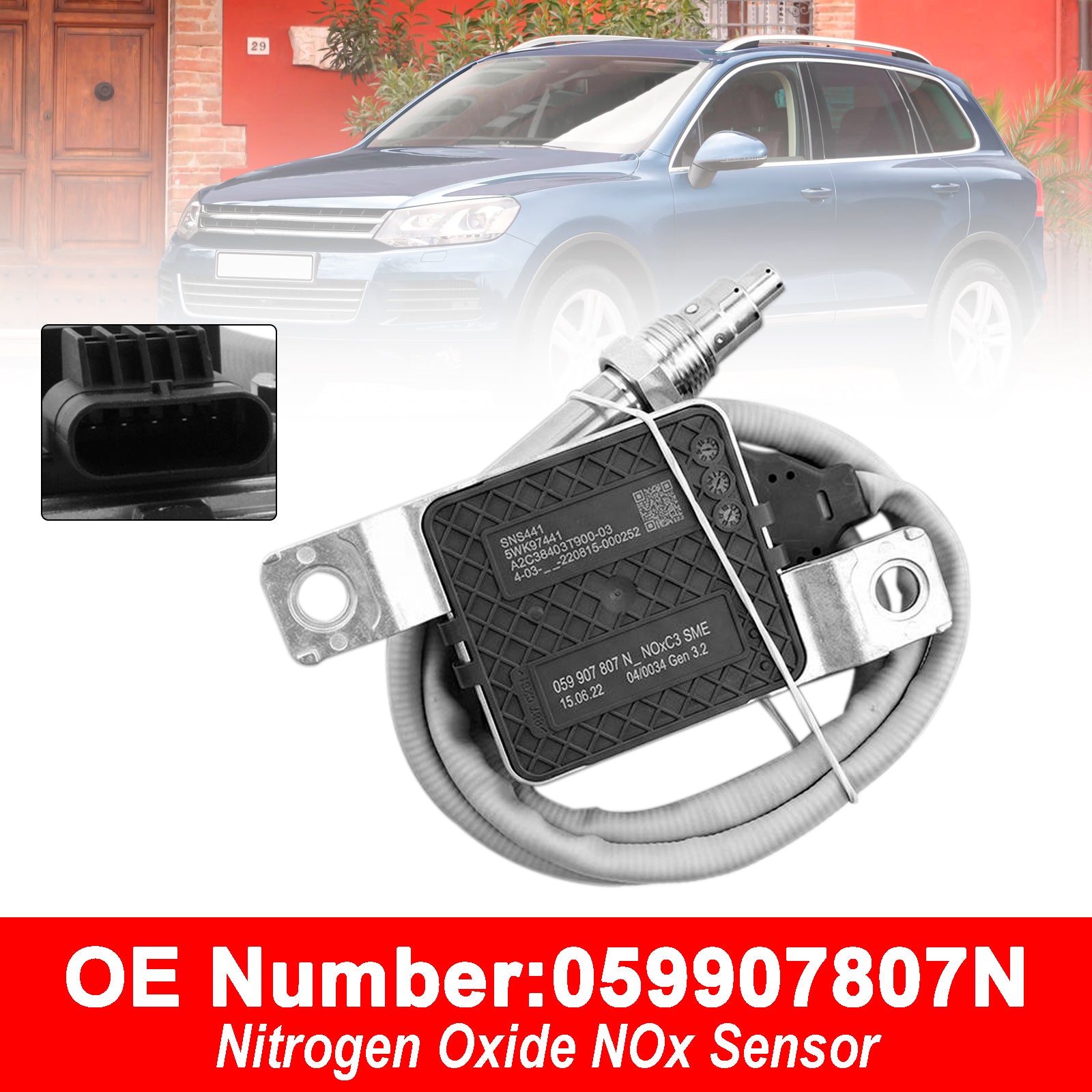 Capteur D'Oxydes D'Azote Nox 059907807N Pour VW Touareg 3.0 V6 TDI 2010-2018